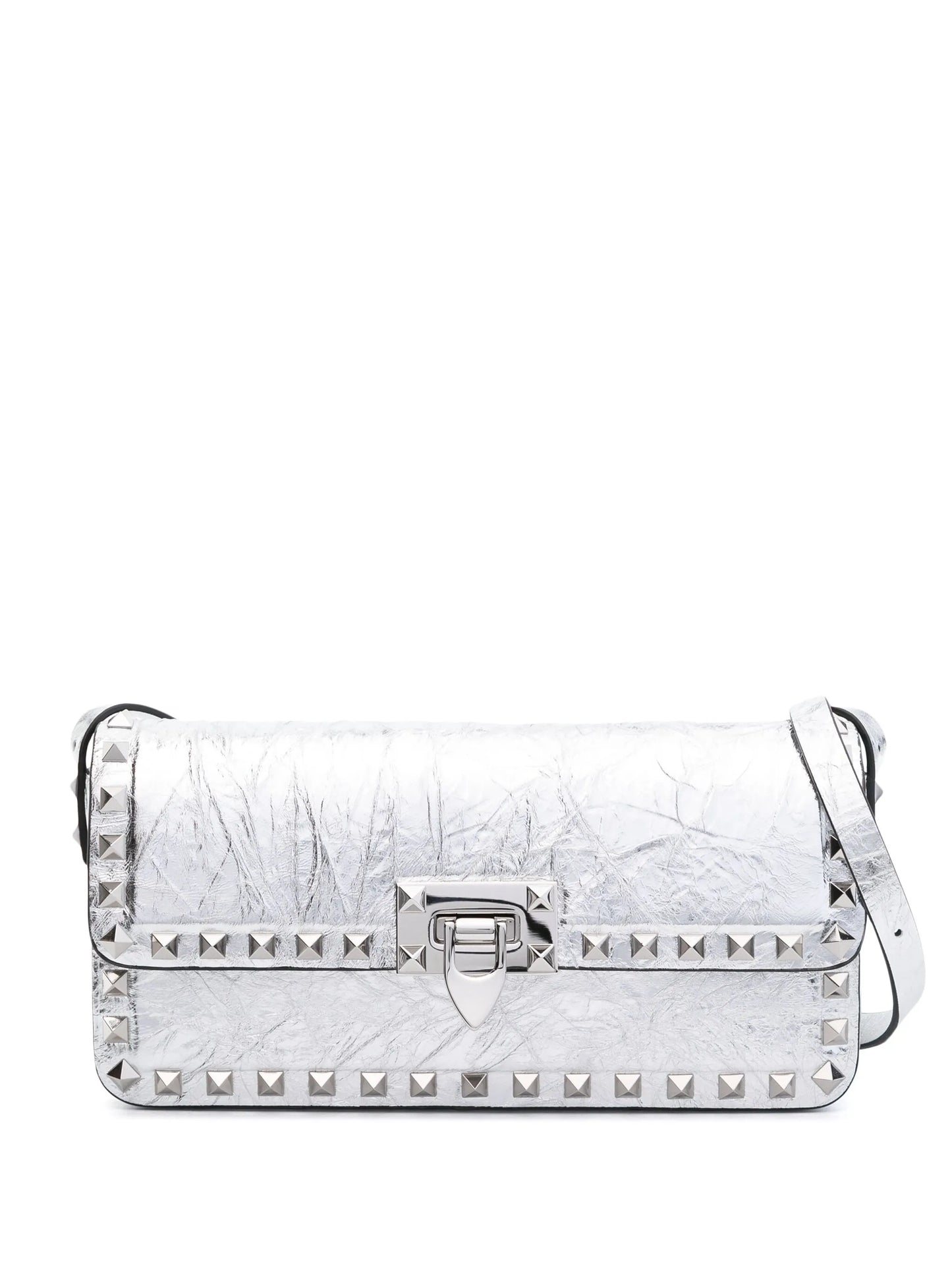 Rockstud-detailing metallic shoulder bag