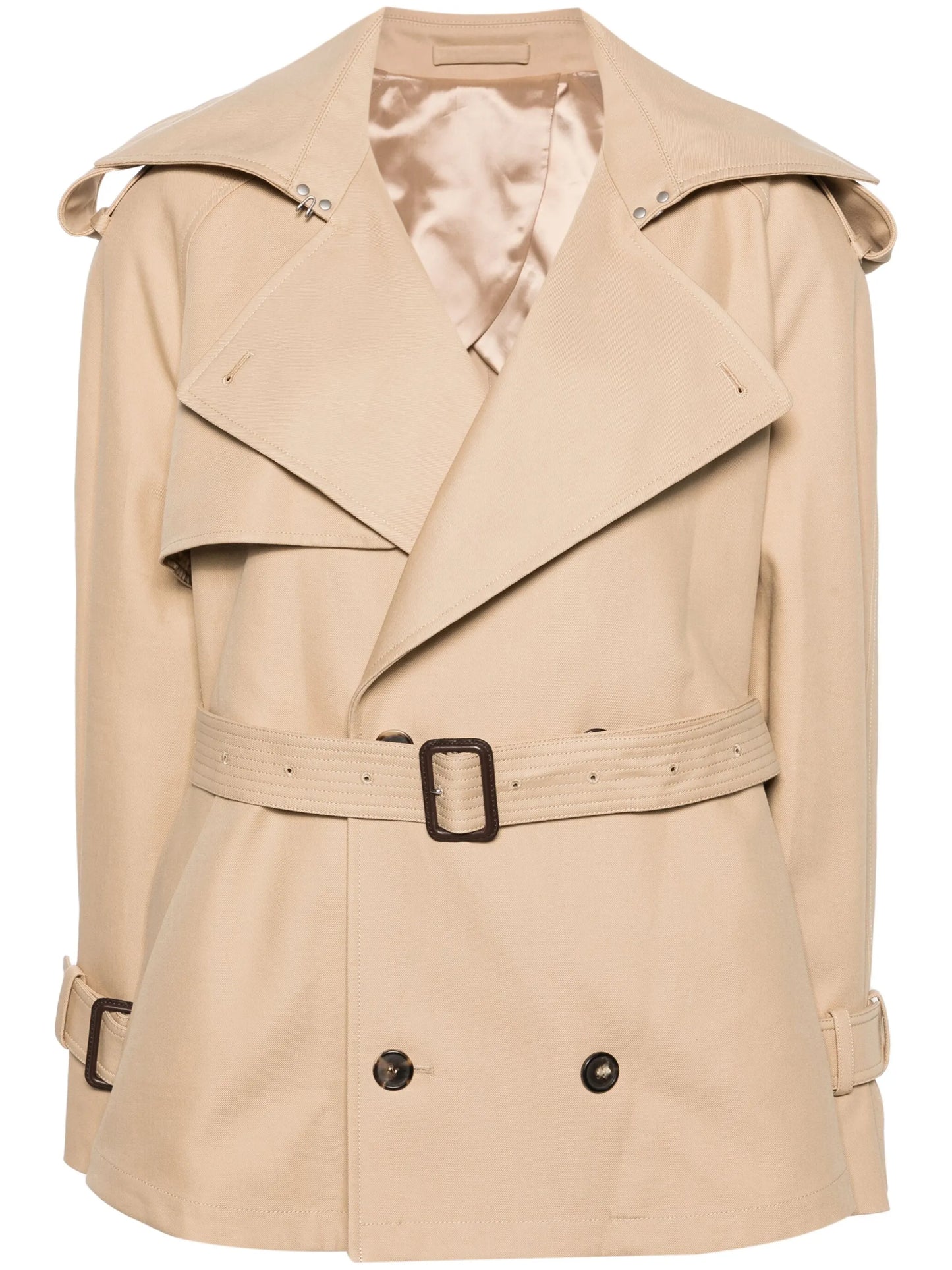 belted cropped trench coat
