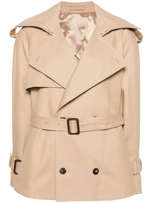 belted cropped trench coat
