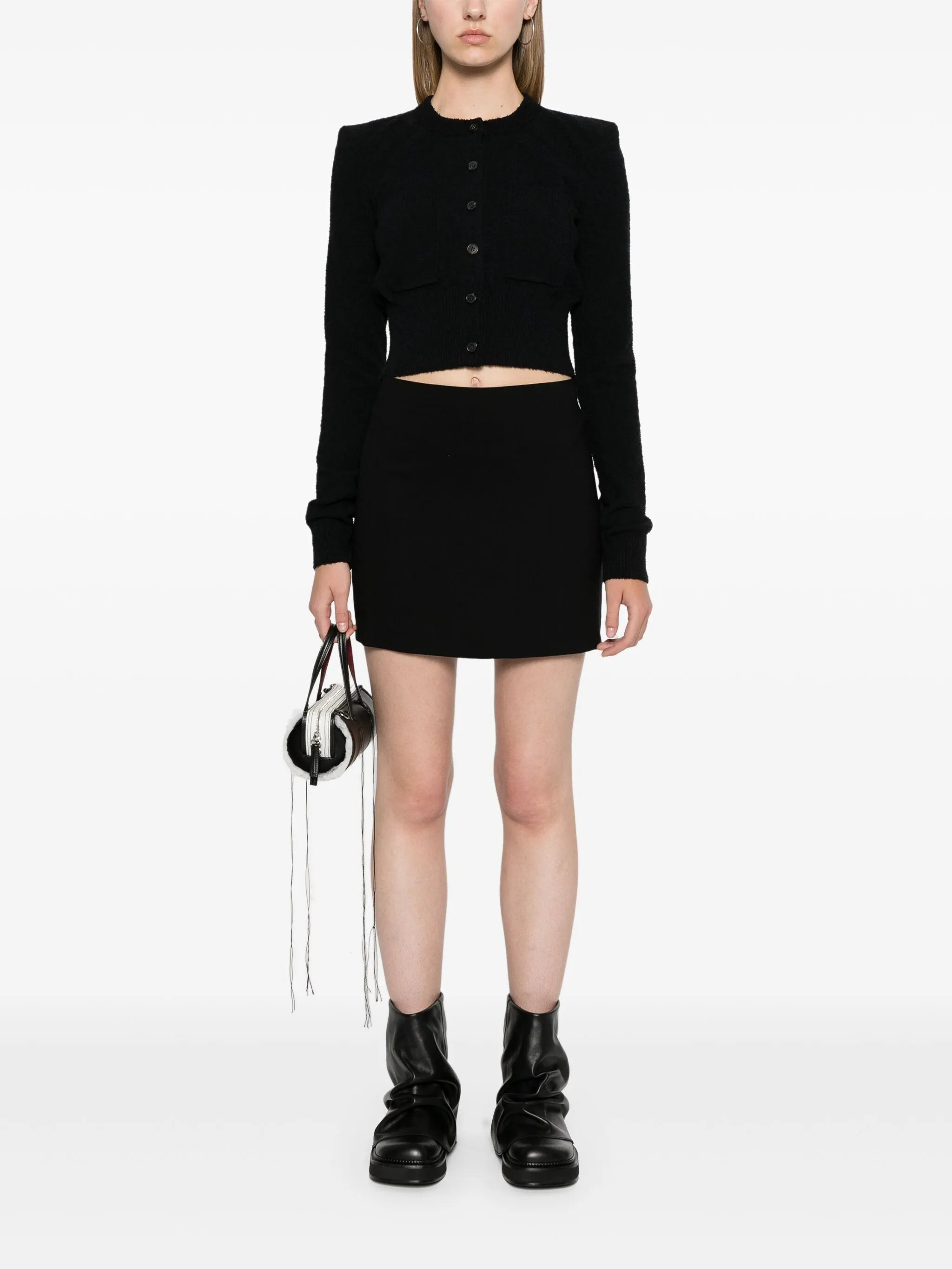 towelling-finish cropped cardigan