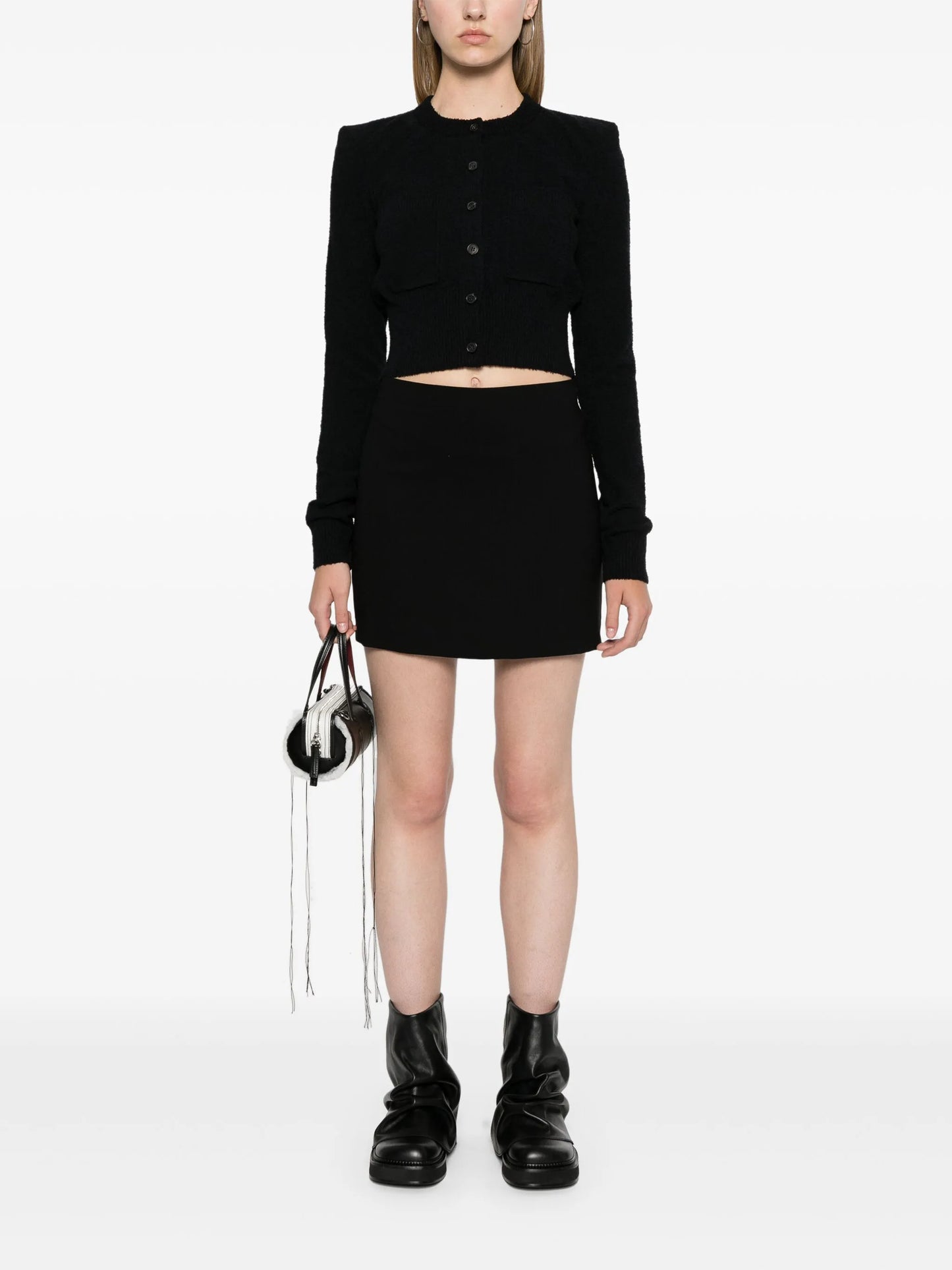 towelling-finish cropped cardigan
