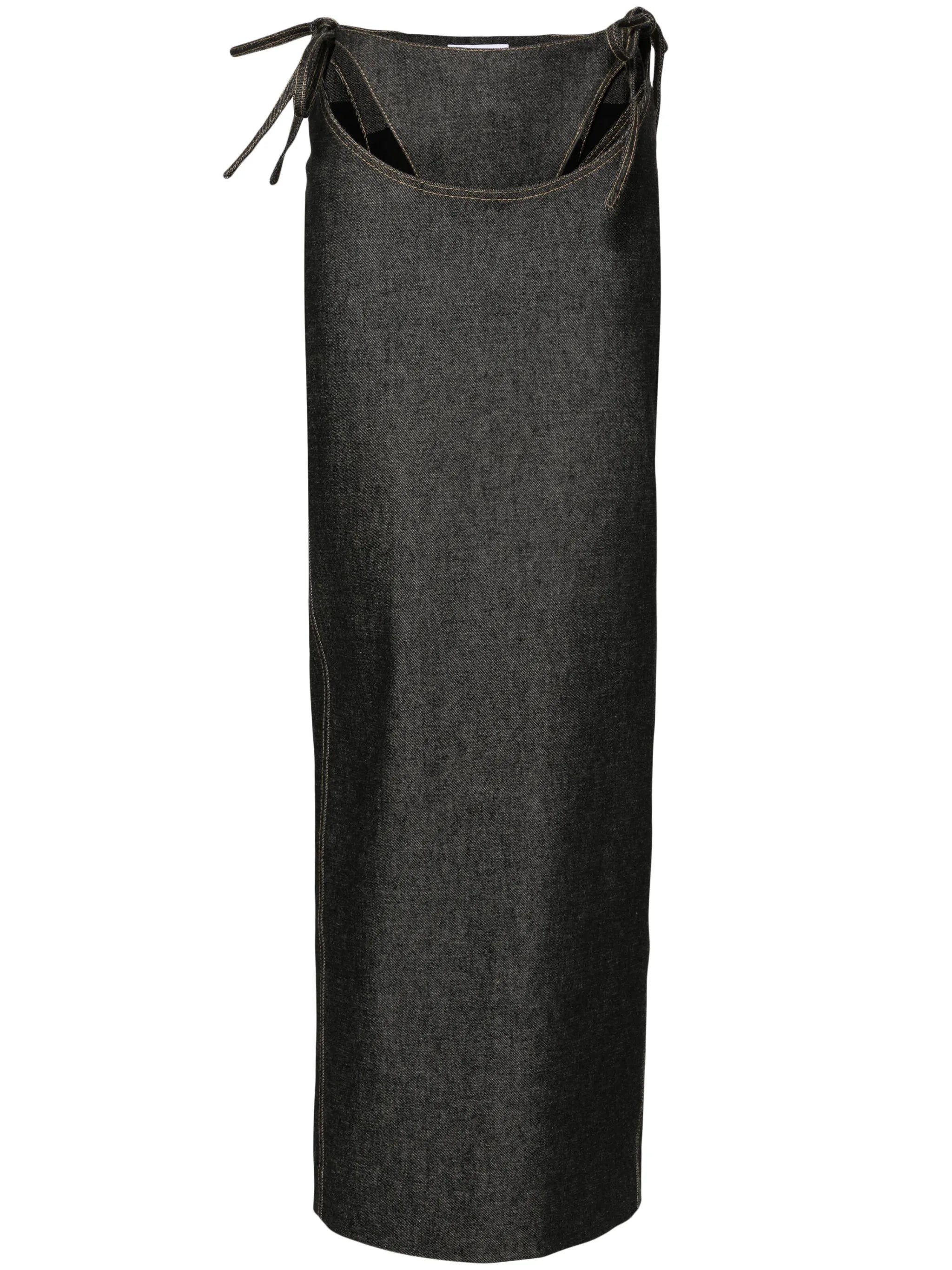 layered denim maxi skirt