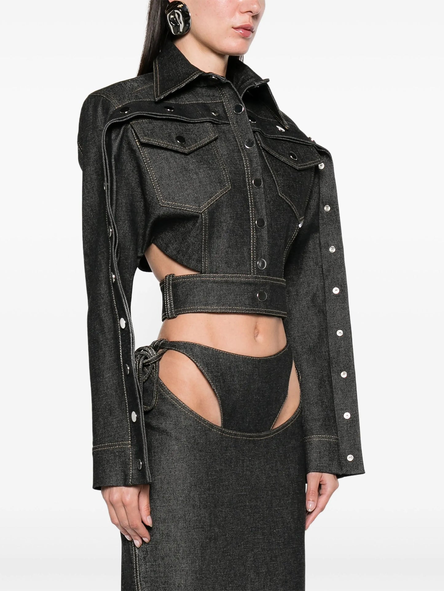 cut-out denim jacket