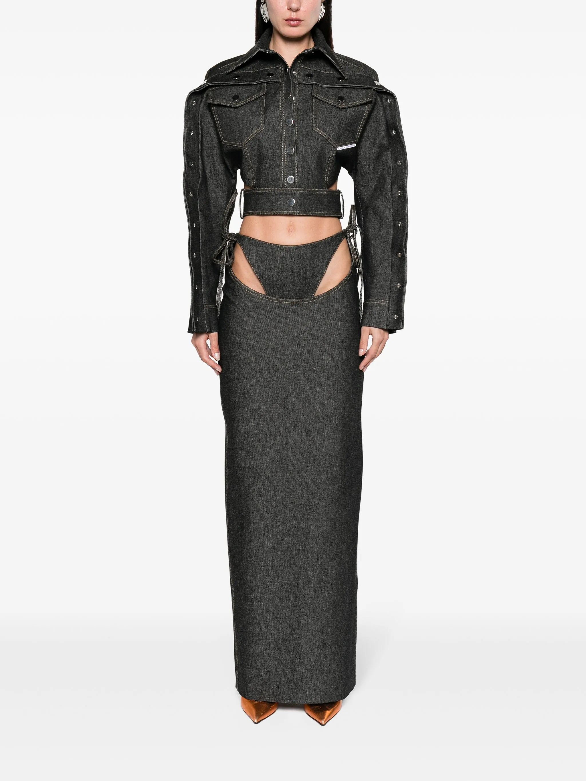 cut-out denim jacket