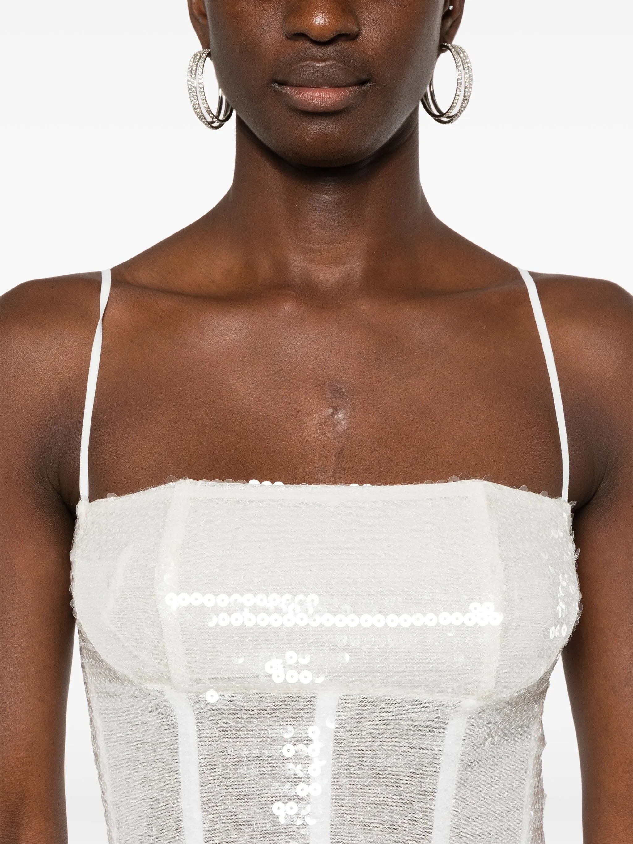 sequined boned mini dress
