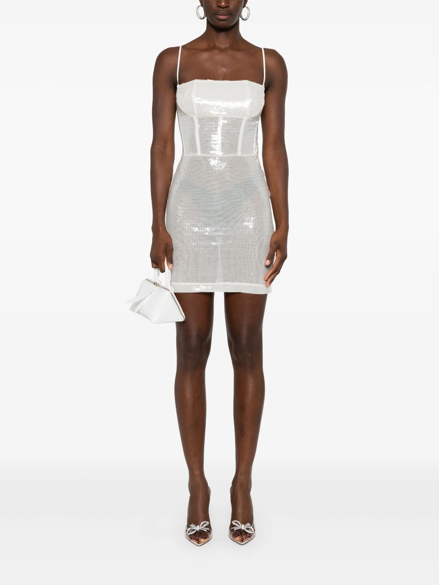 sequined boned mini dress
