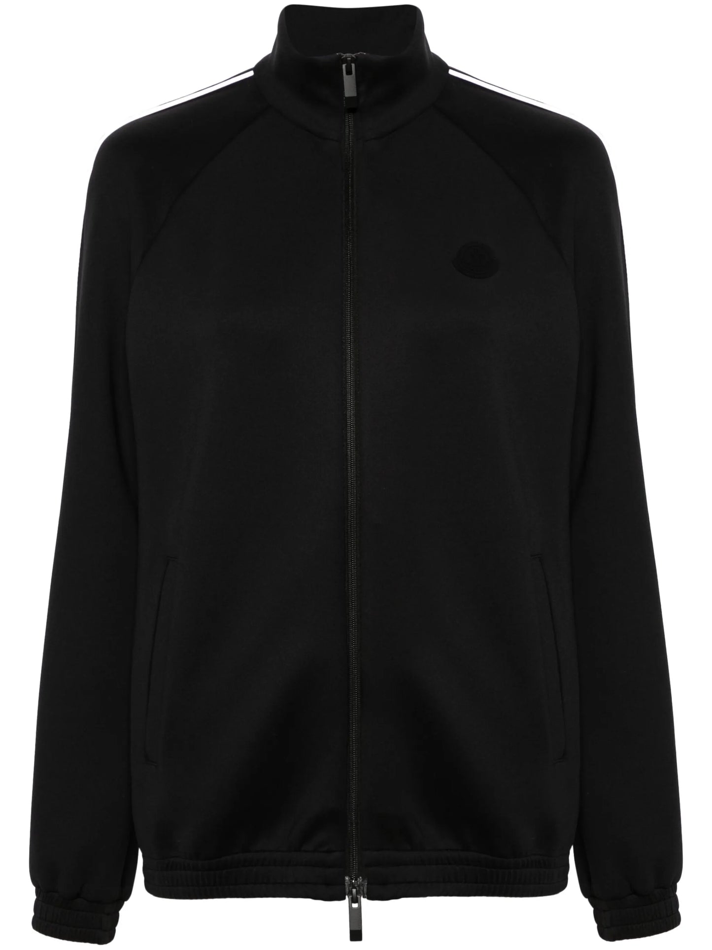 piped-trim zip-up jersey jacket