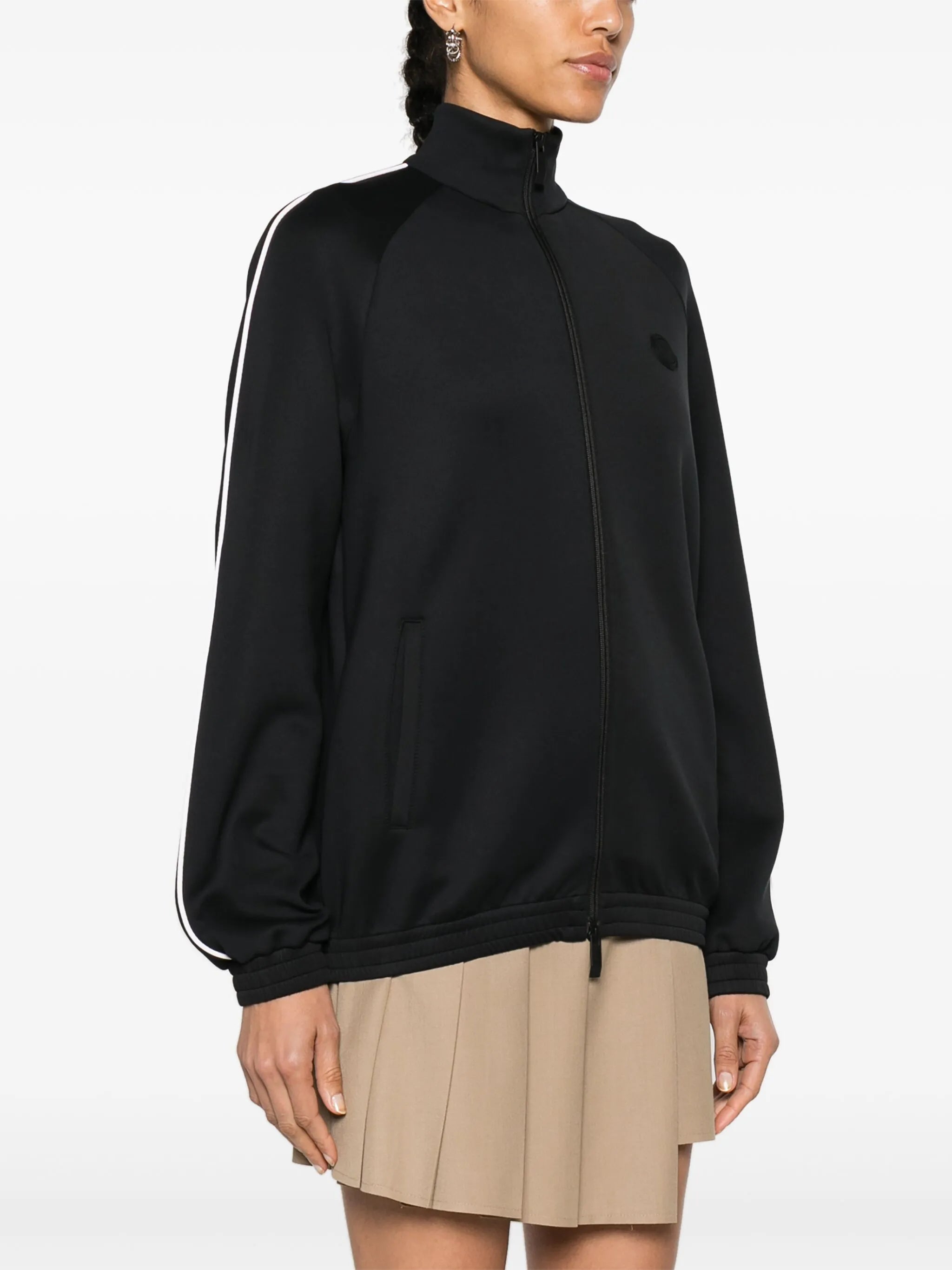 piped-trim zip-up jersey jacket