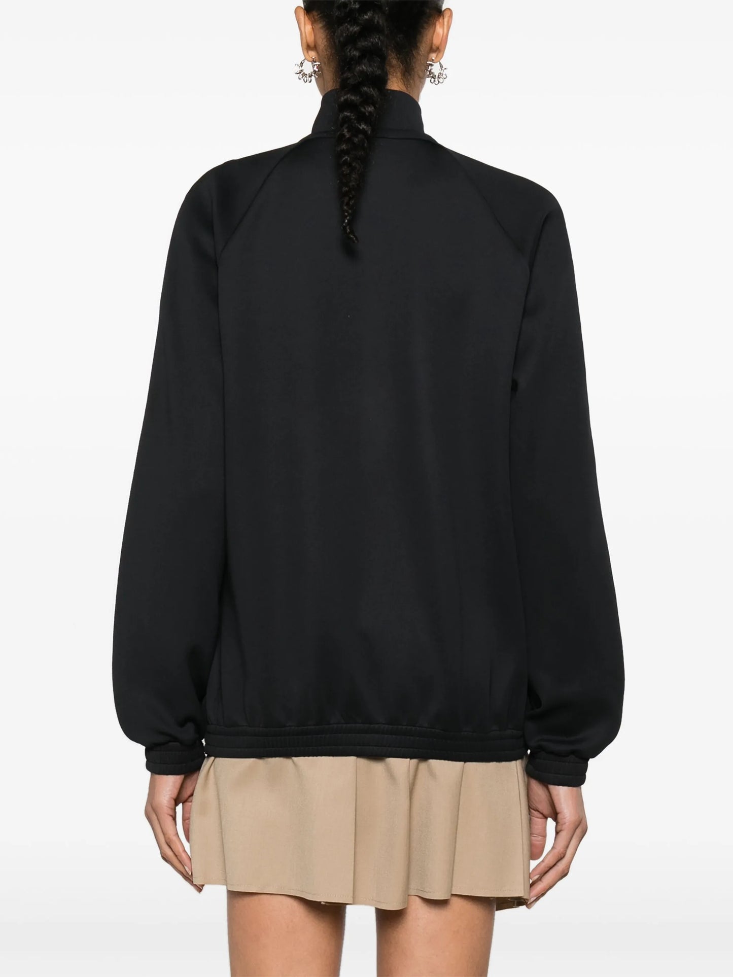 piped-trim zip-up jersey jacket