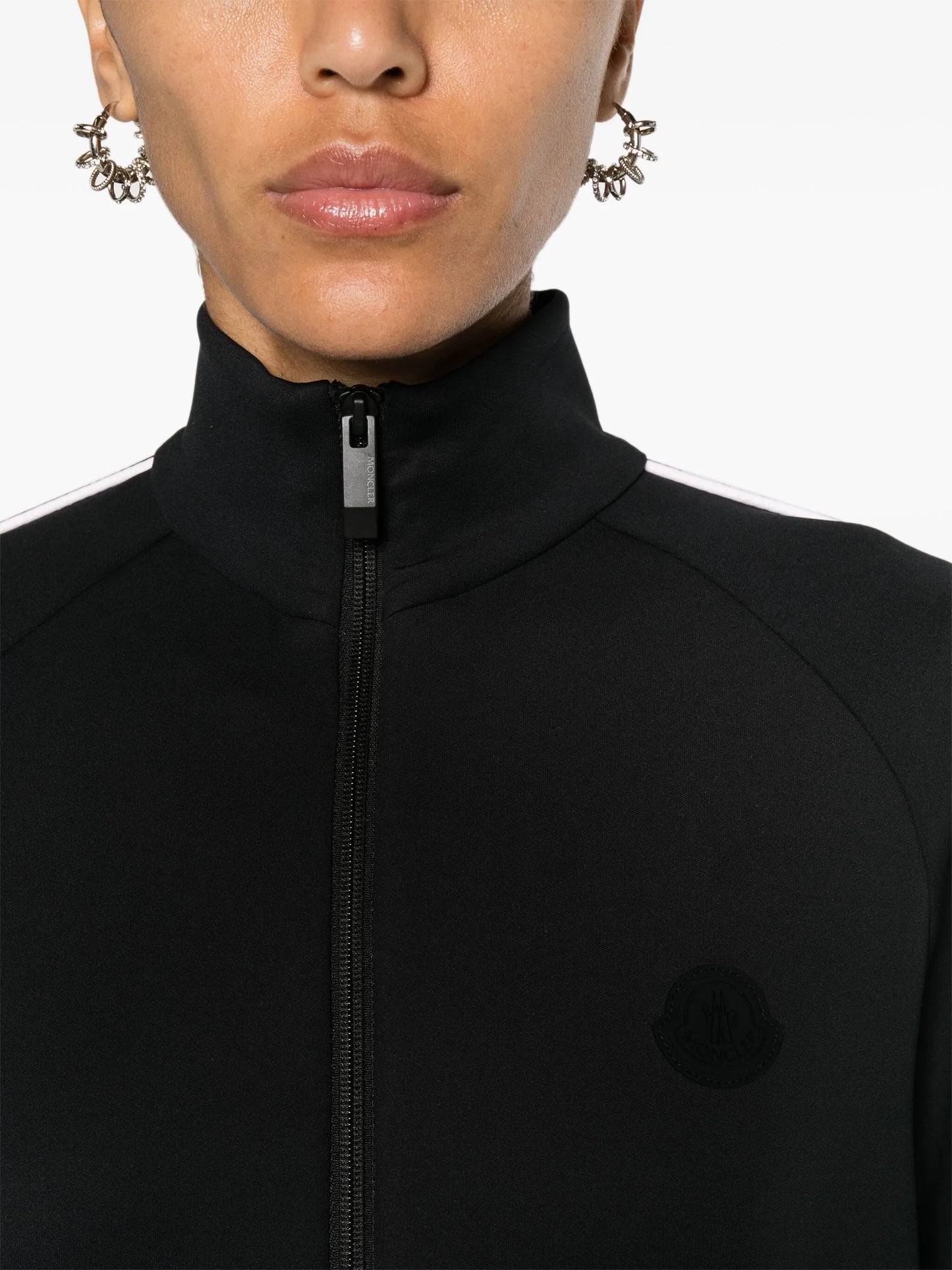 piped-trim zip-up jersey jacket