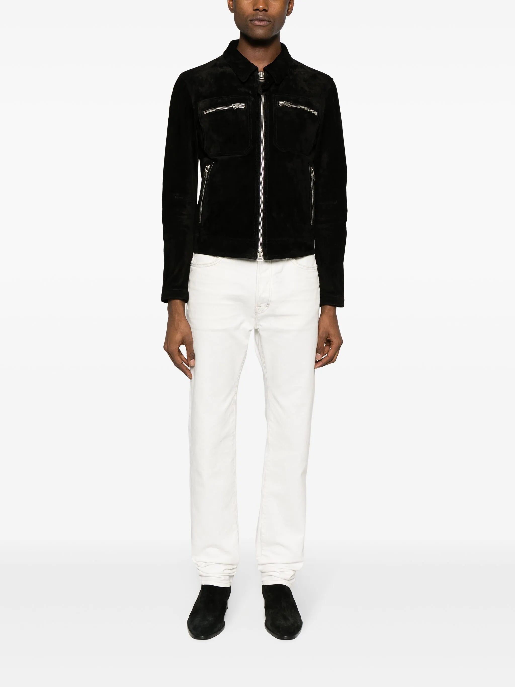zip-up suede shirt jacket