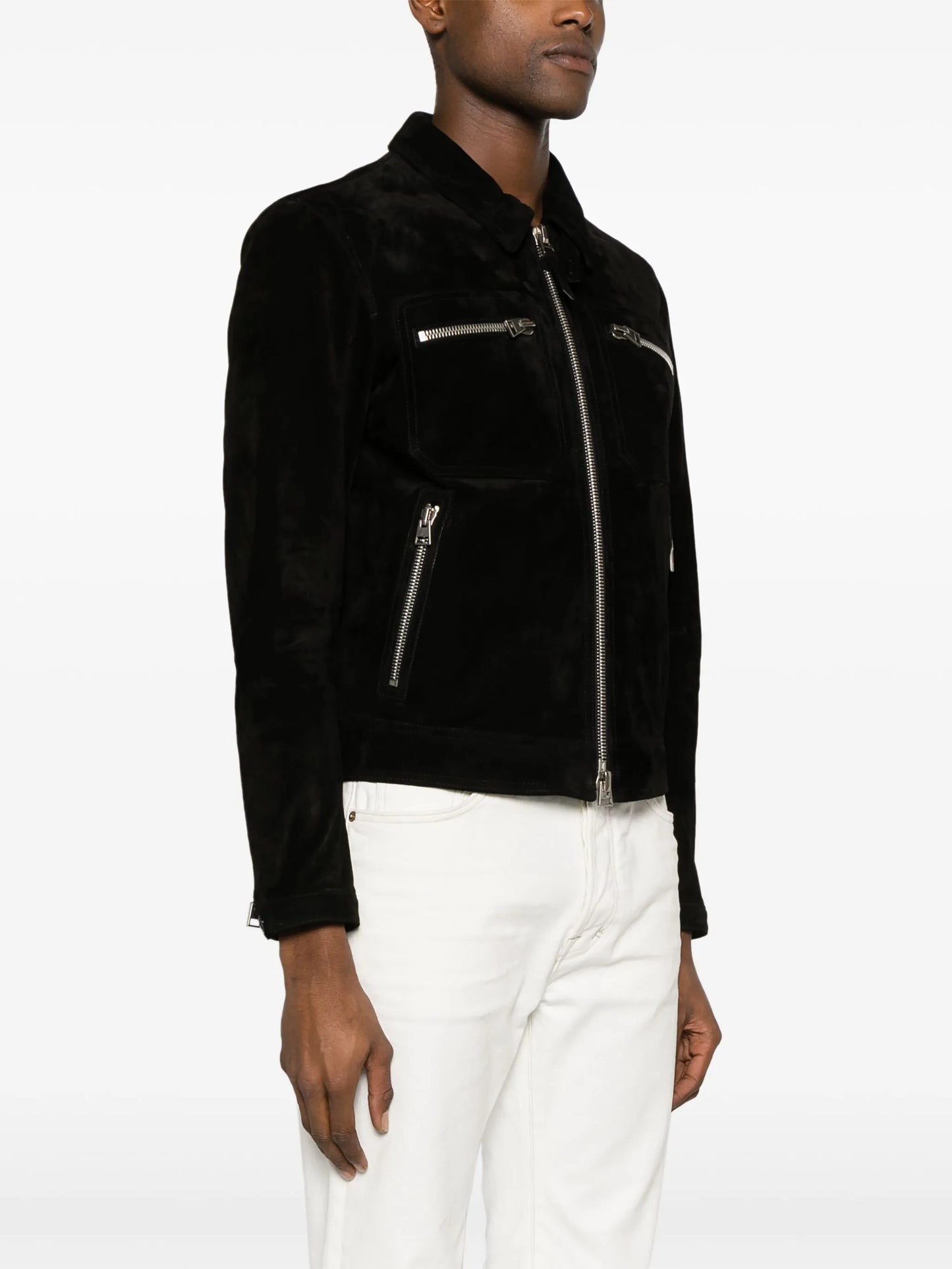 zip-up suede shirt jacket