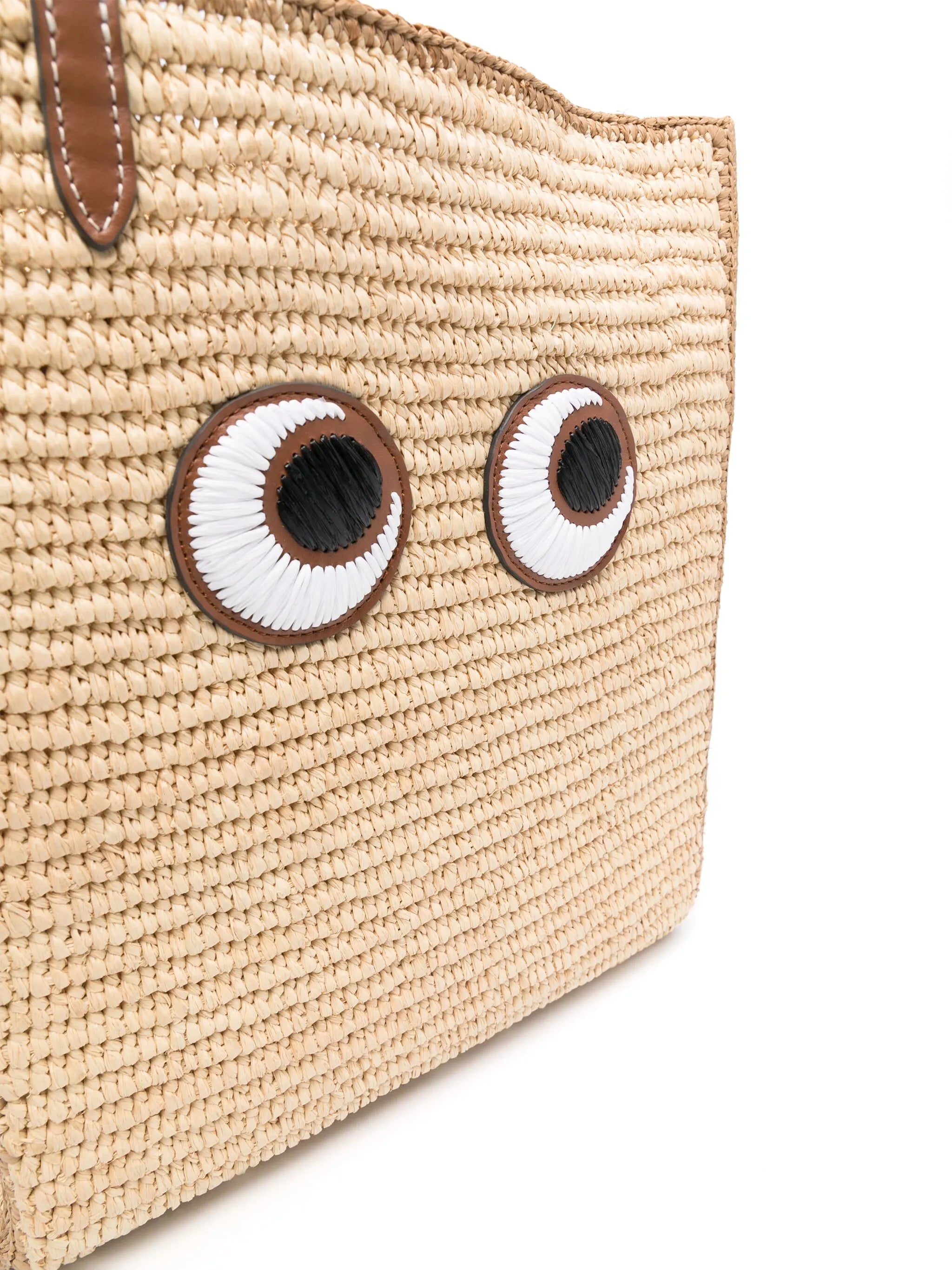 Eyes raffia tote bag