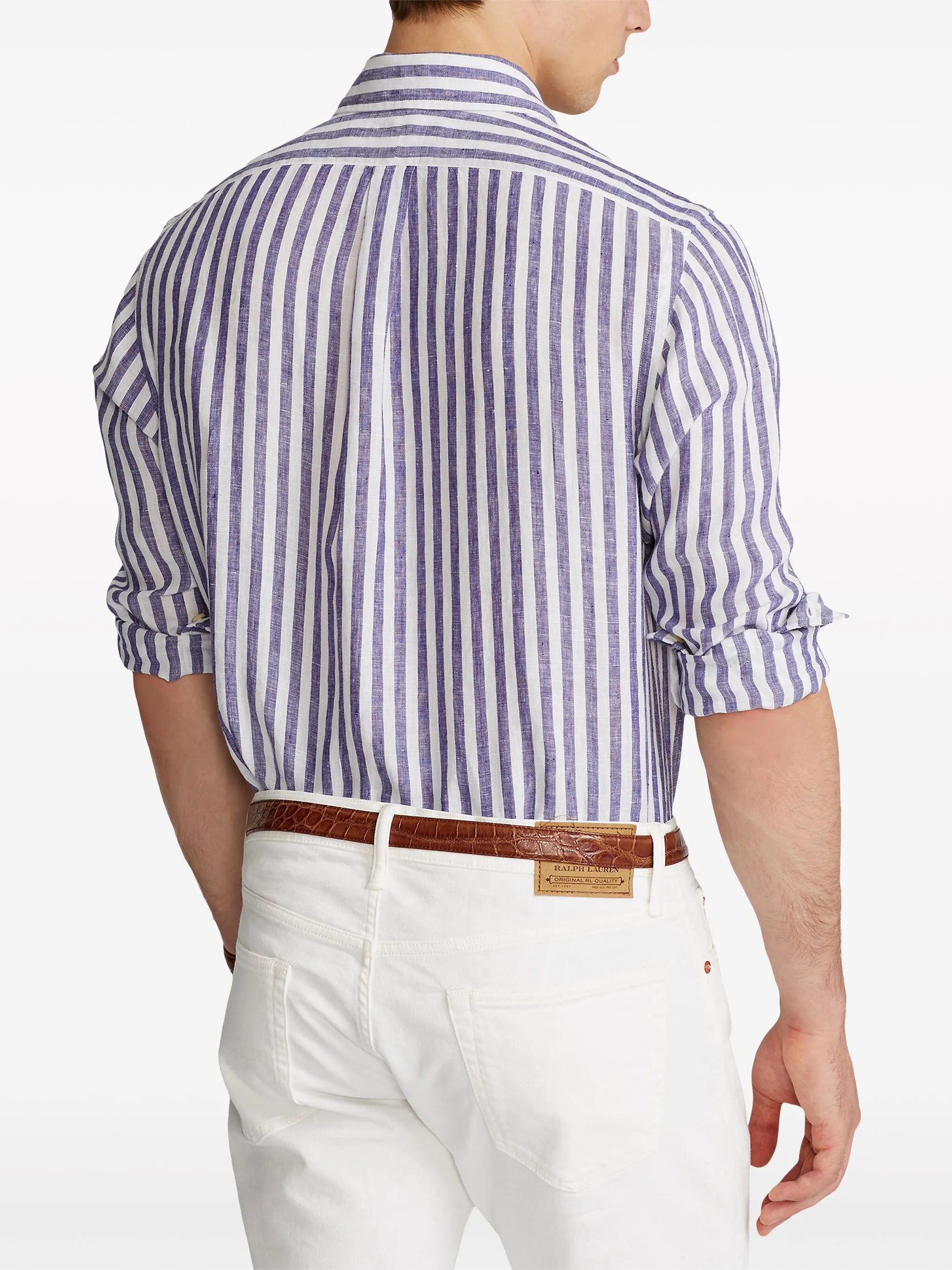 stripe-pattern linen shirt