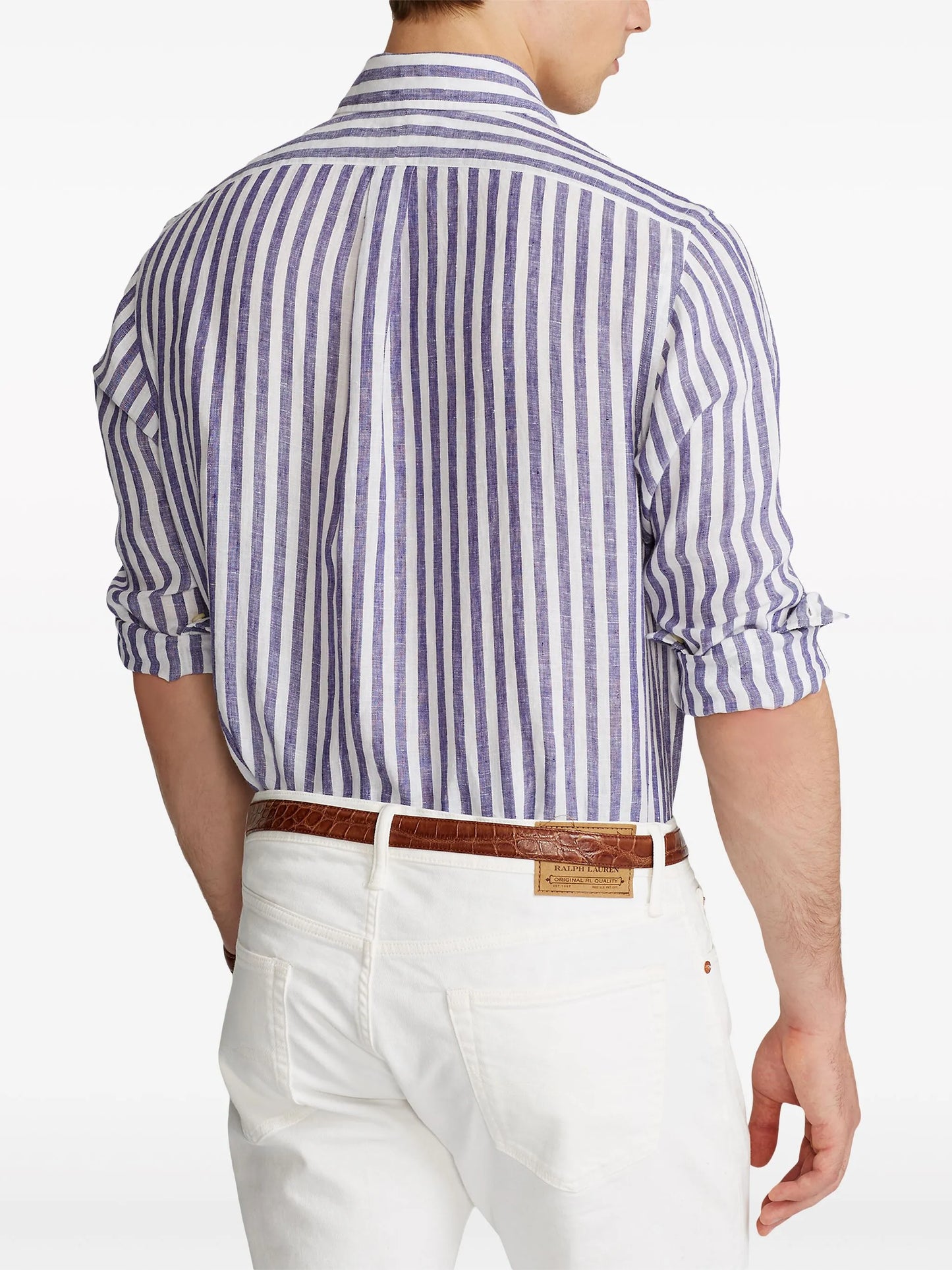 stripe-pattern linen shirt