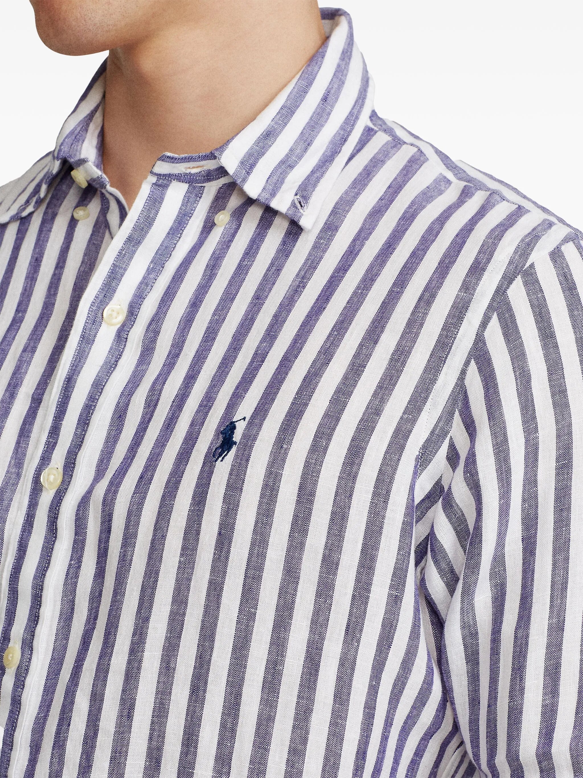 stripe-pattern linen shirt