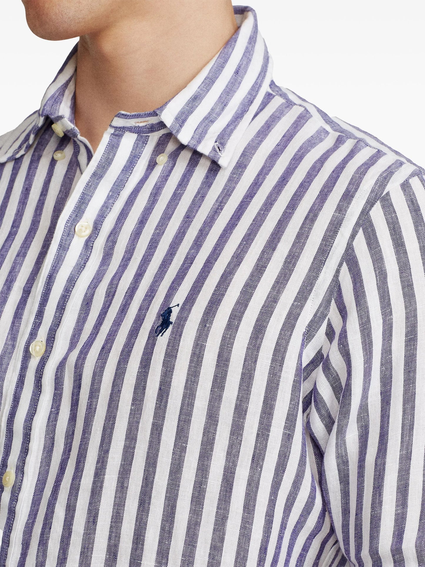 stripe-pattern linen shirt
