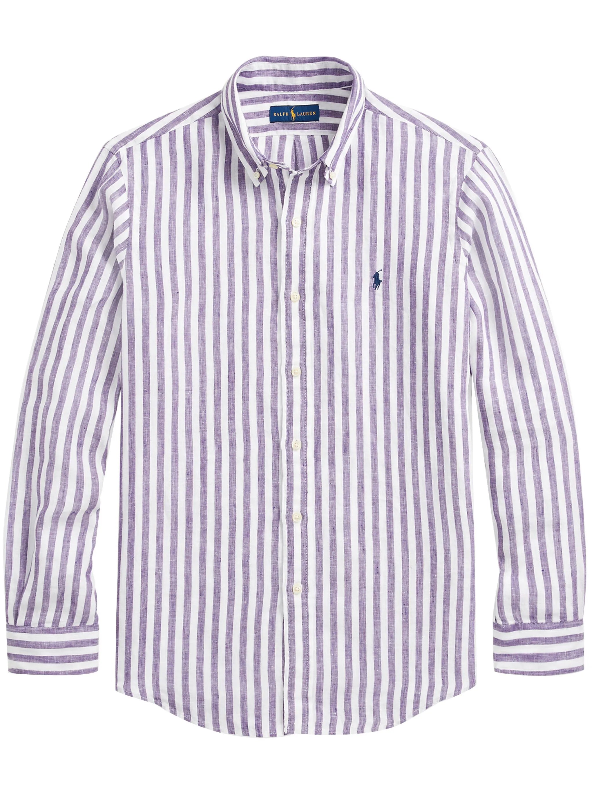 stripe-pattern linen shirt