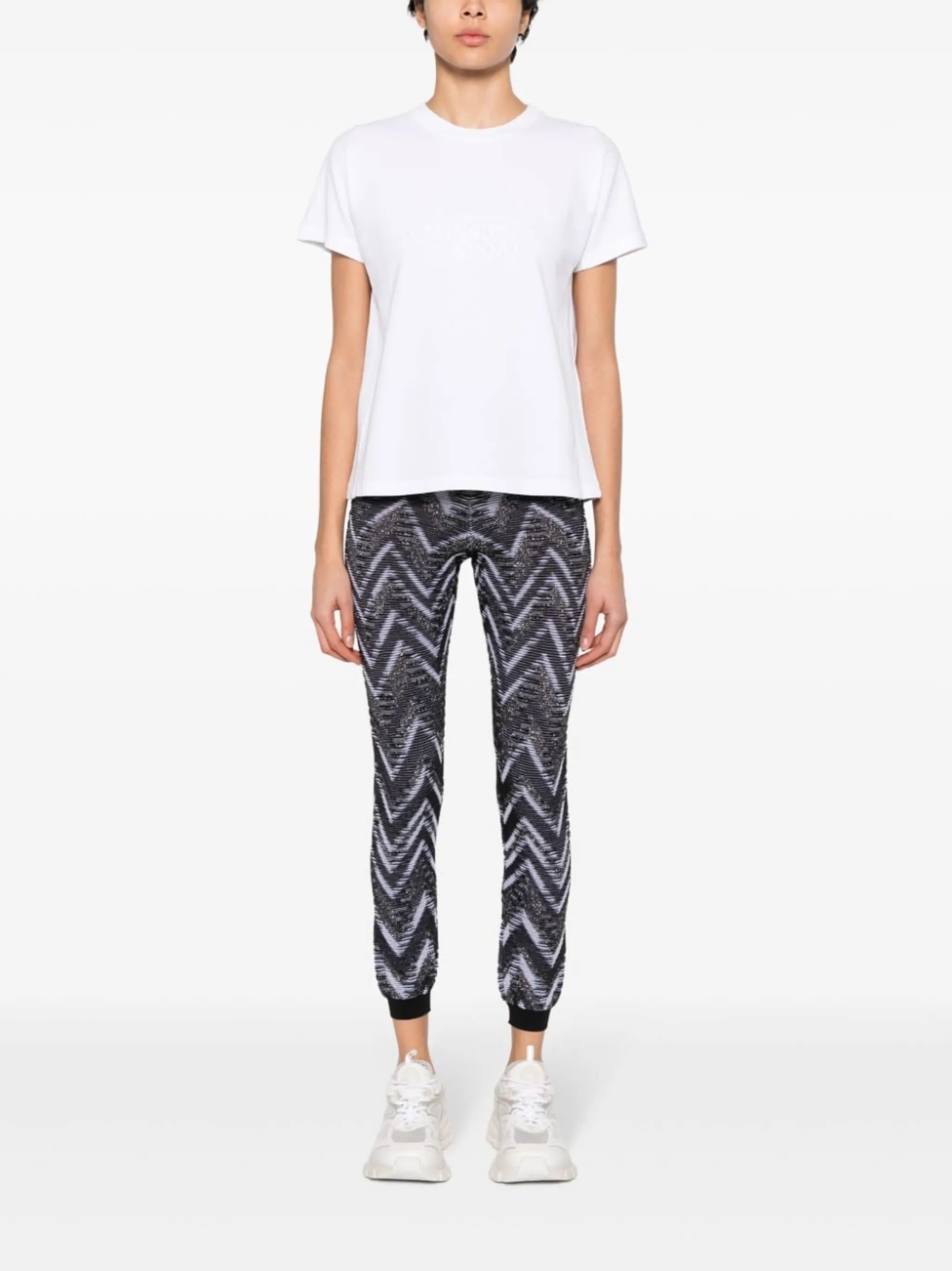 zigzag-woven lurex leggings