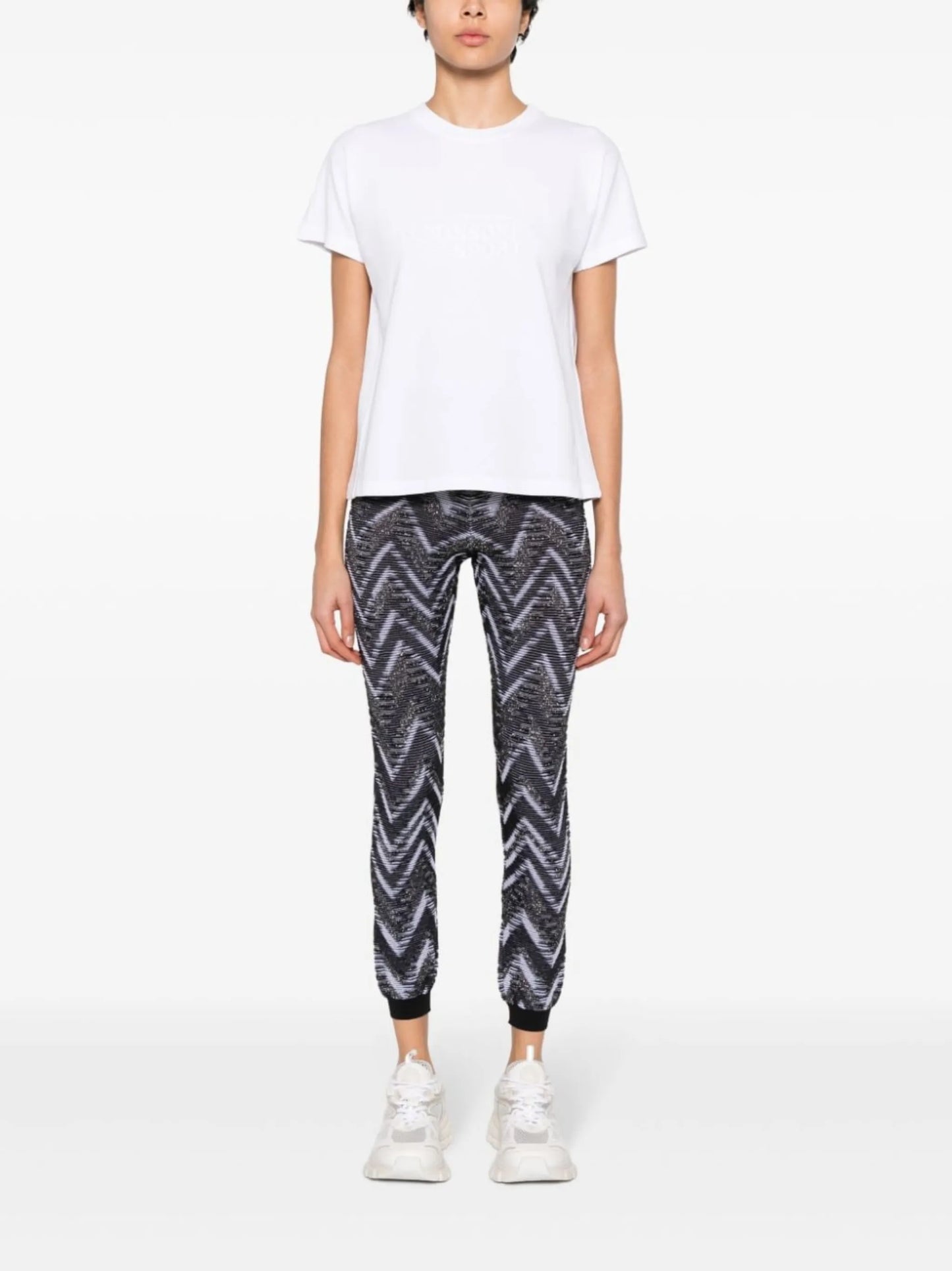 zigzag-woven lurex leggings