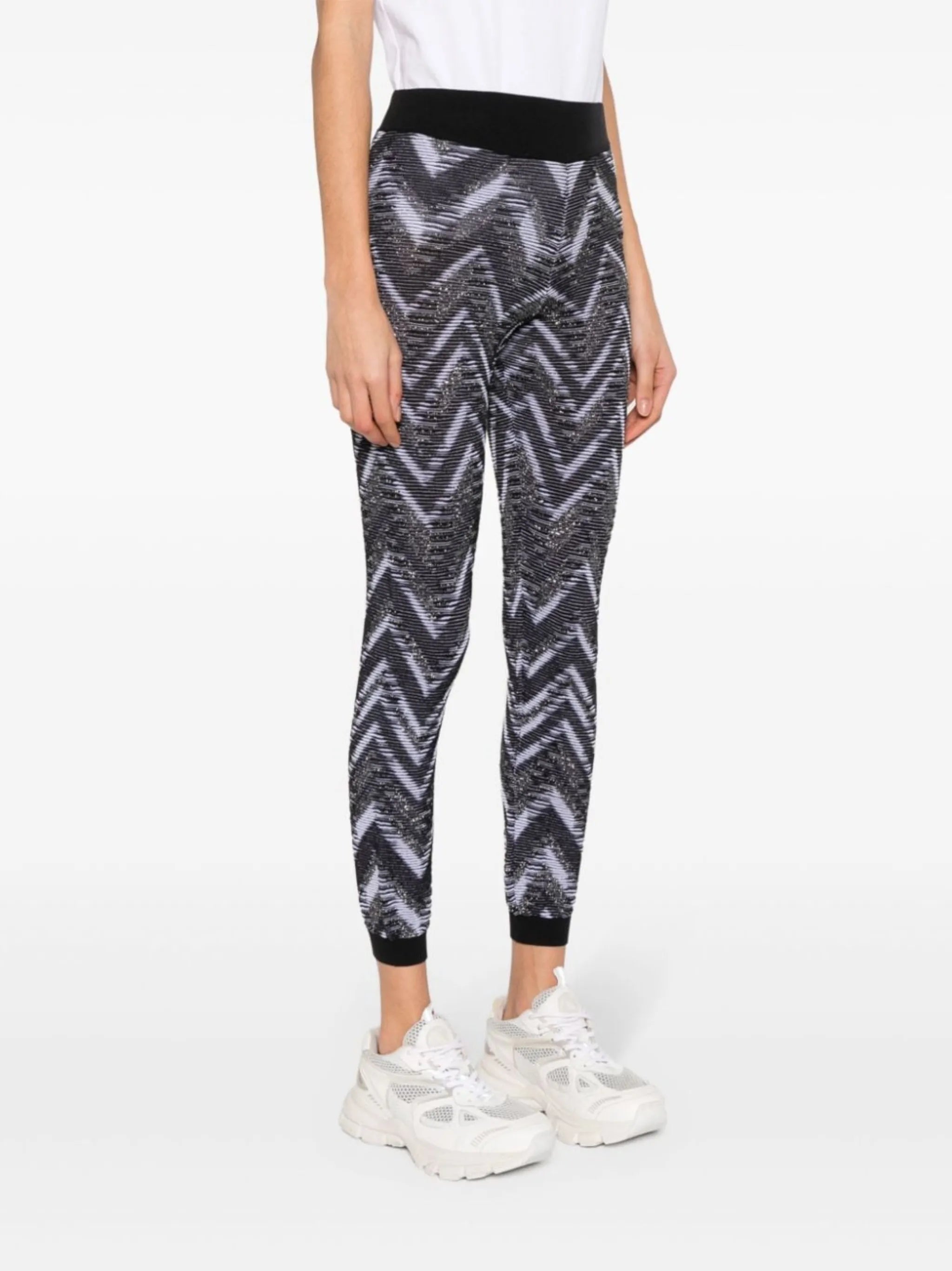 zigzag-woven lurex leggings