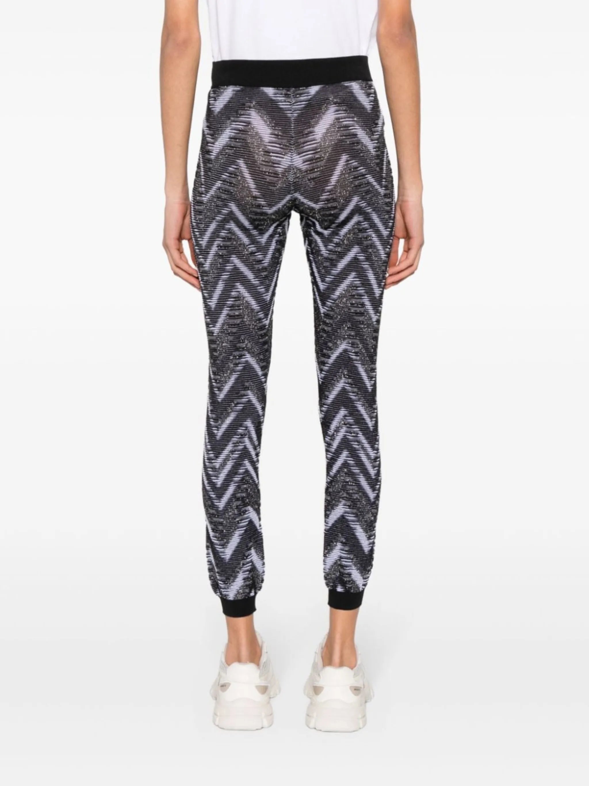 zigzag-woven lurex leggings