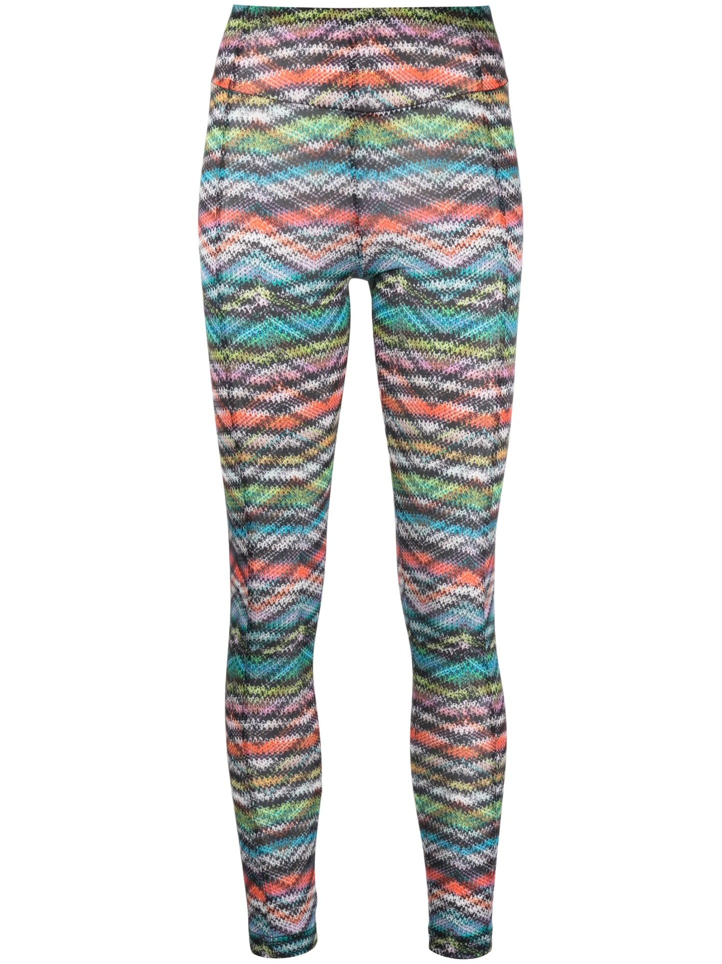 zigzag-print performance leggings