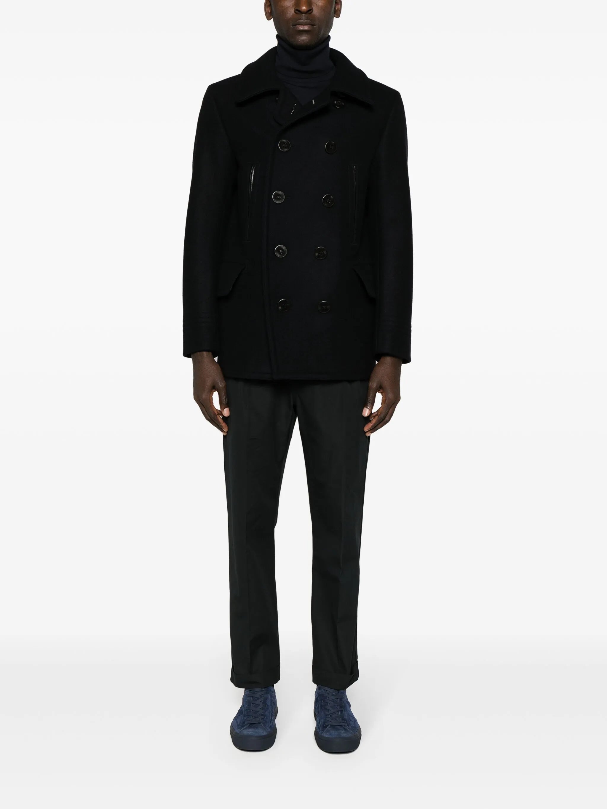 Melton double-breasted peacoat