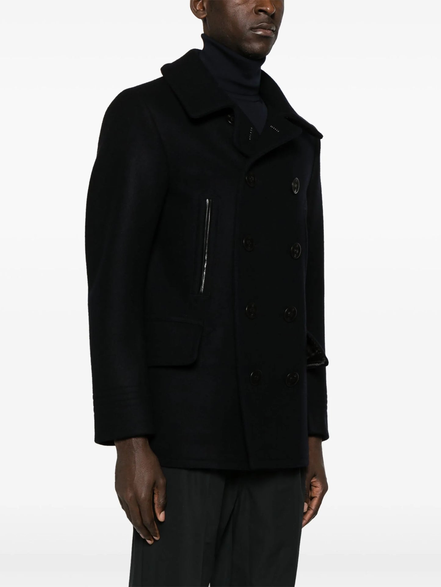 Melton double-breasted peacoat