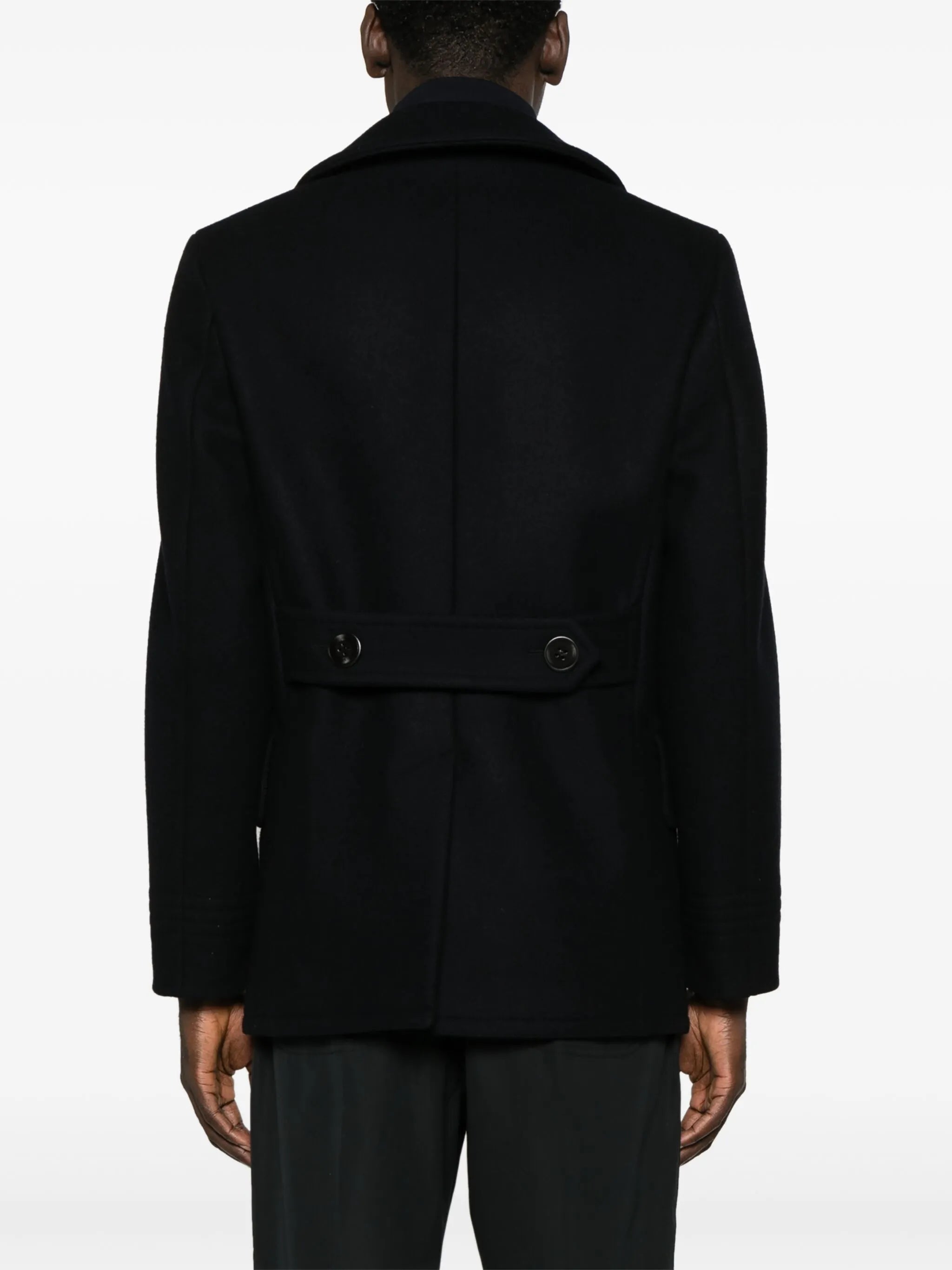 Melton double-breasted peacoat