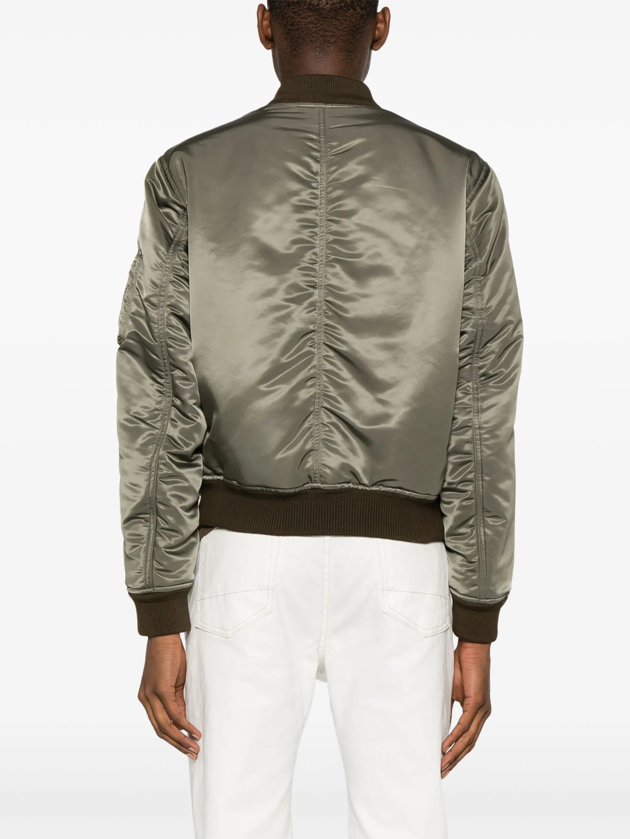 high-shine bomber jacket