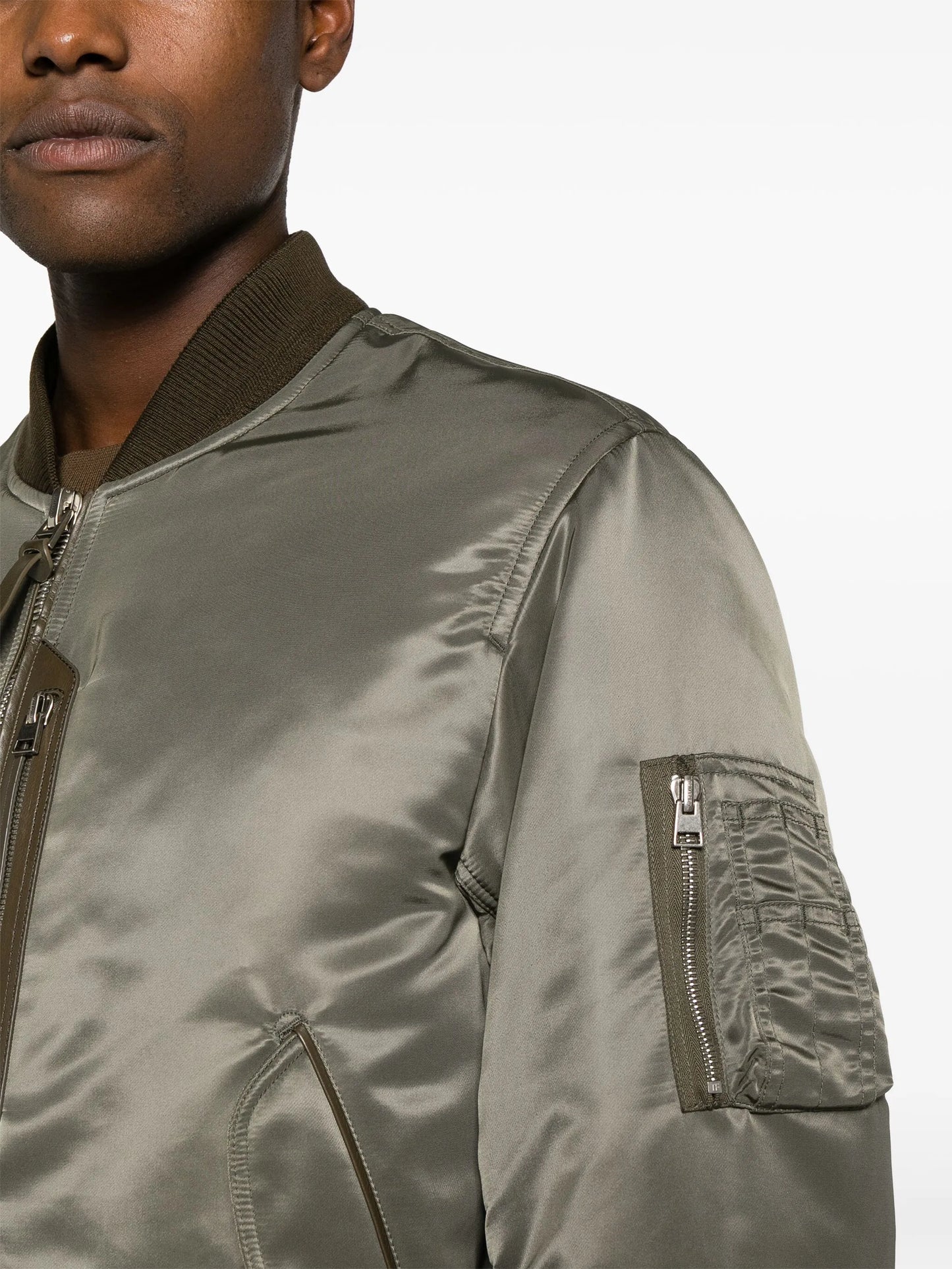 high-shine bomber jacket