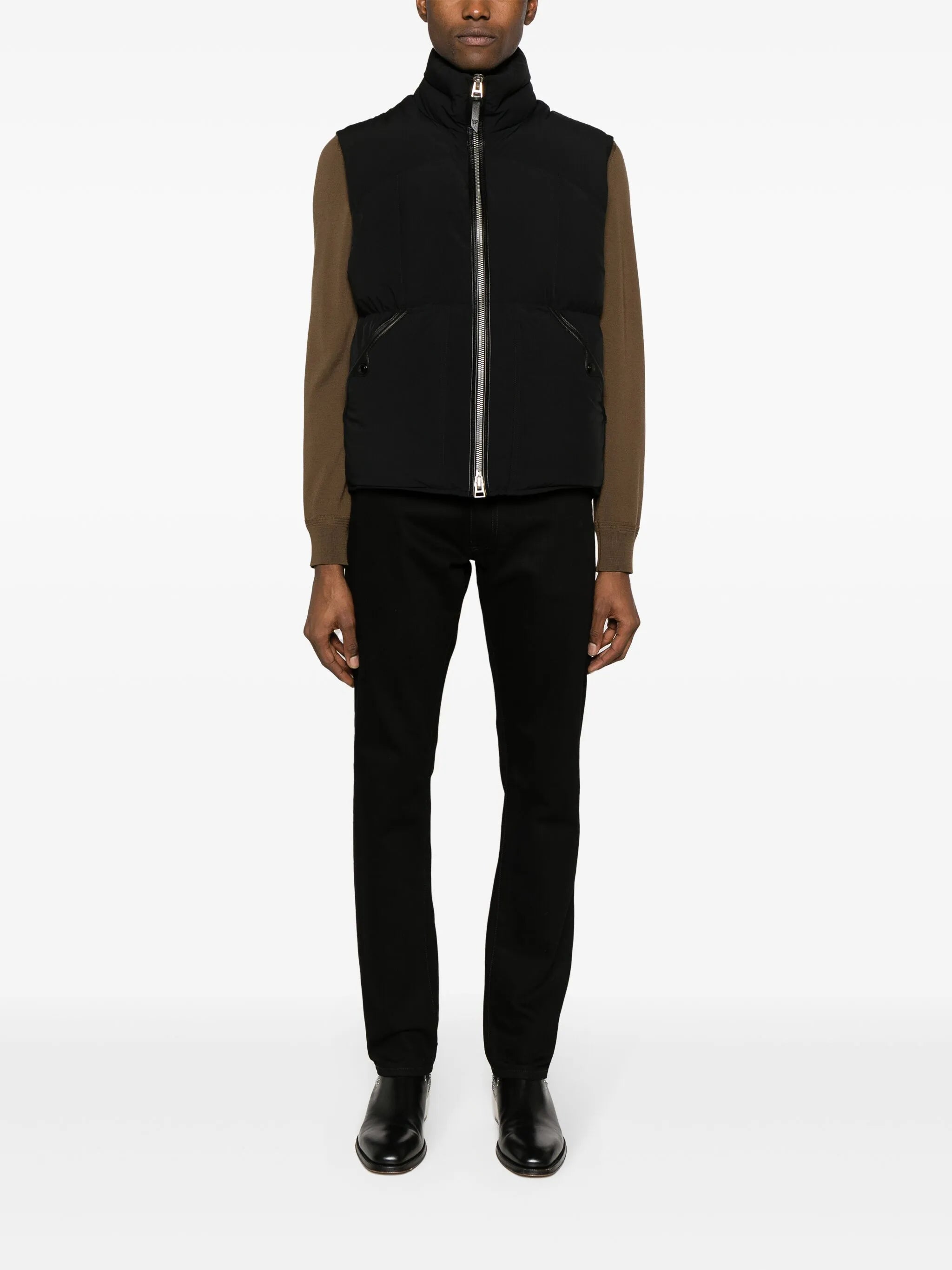 funnel-neck quilted gilet