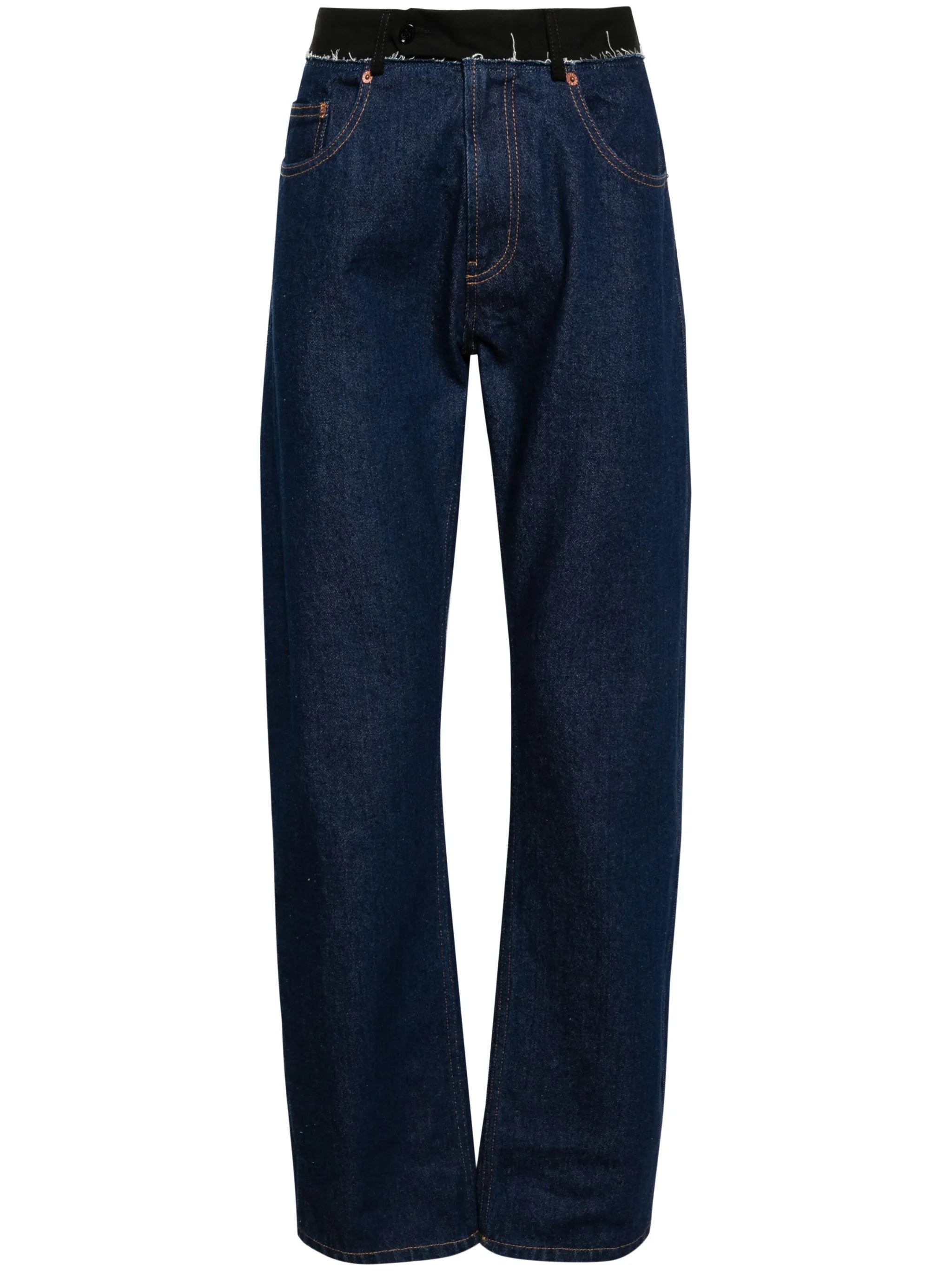 mid-rise straight-leg jeans
