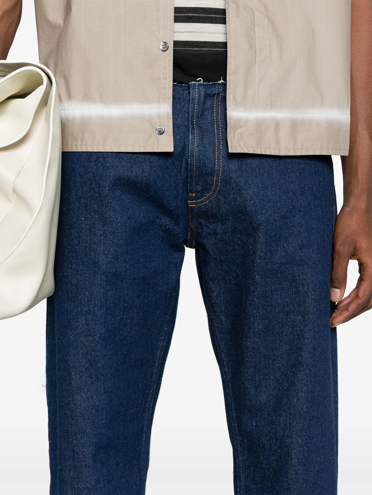 mid-rise straight-leg jeans
