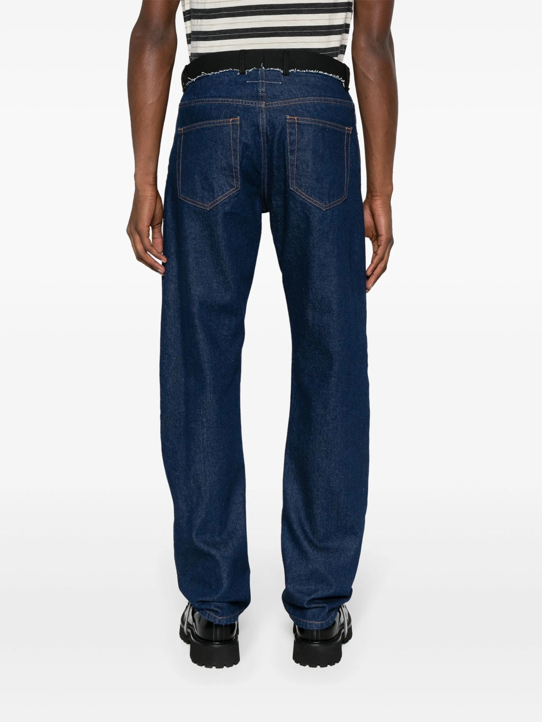 mid-rise straight-leg jeans