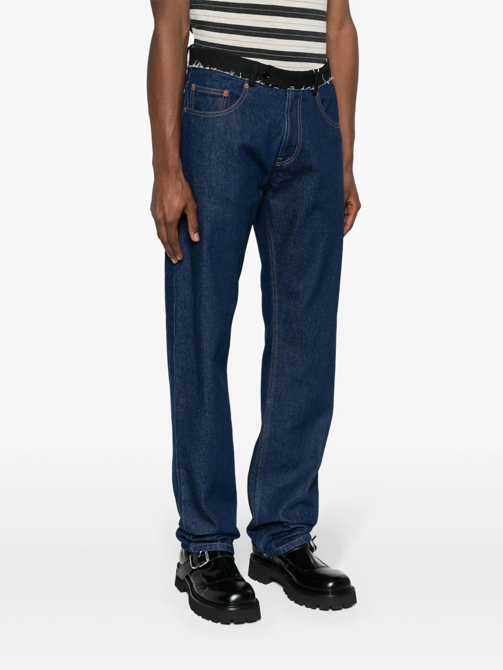 mid-rise straight-leg jeans