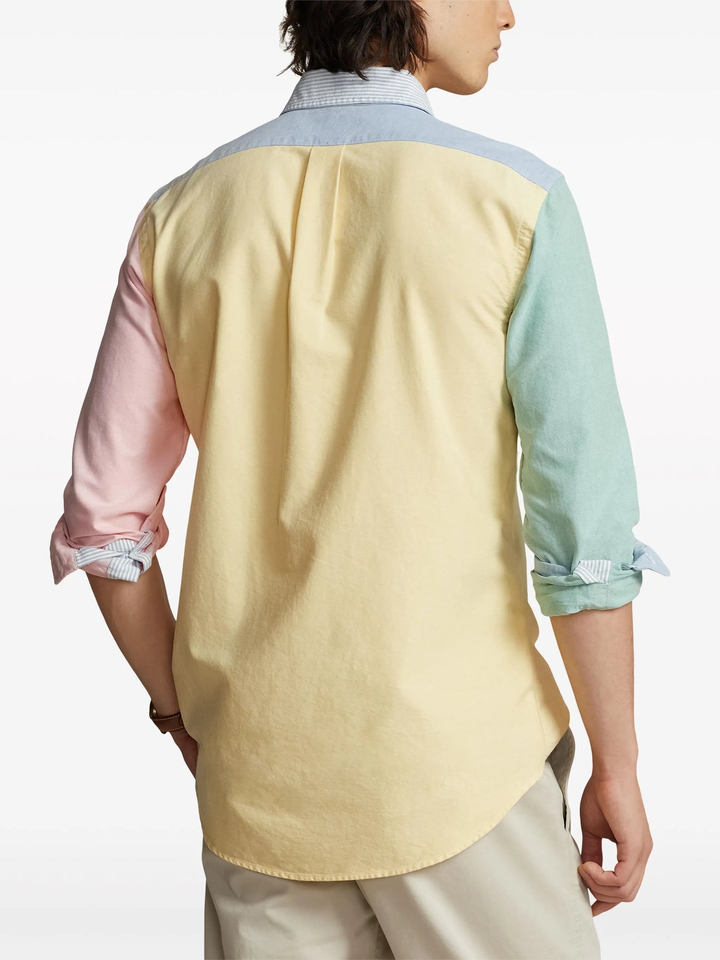 Oxford colour-block cotton shirt