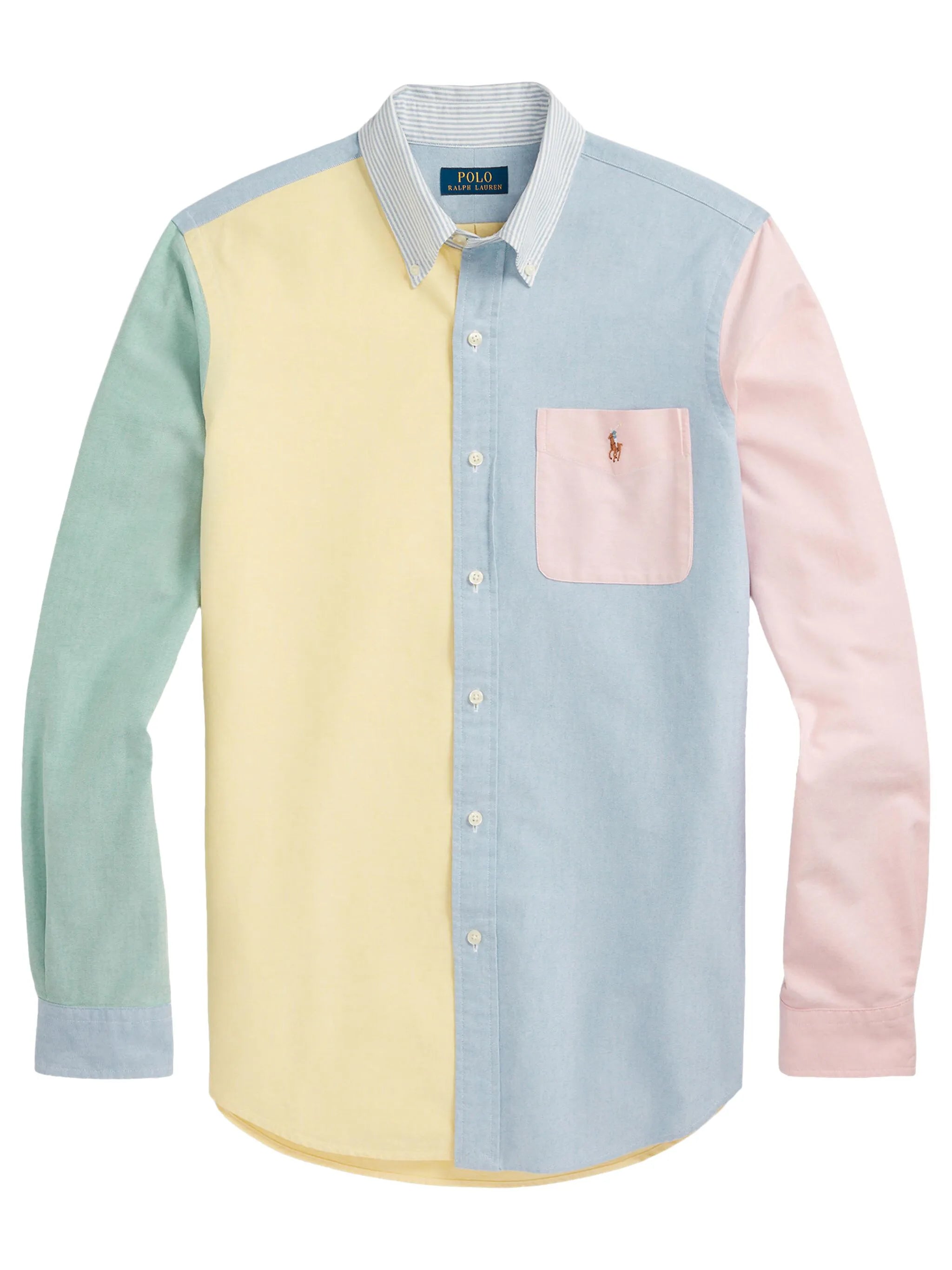 Oxford colour-block cotton shirt