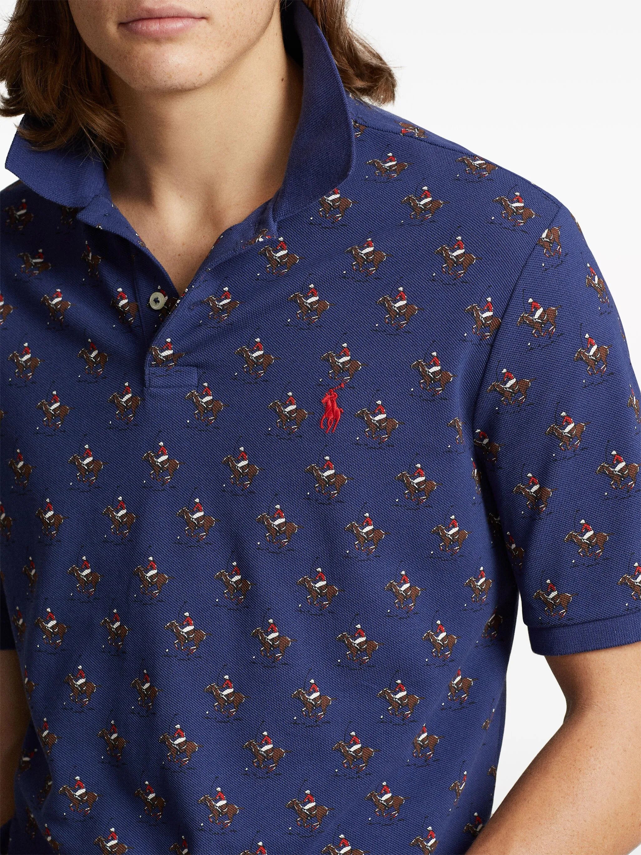 Polo Pony-print cotton polo shirt