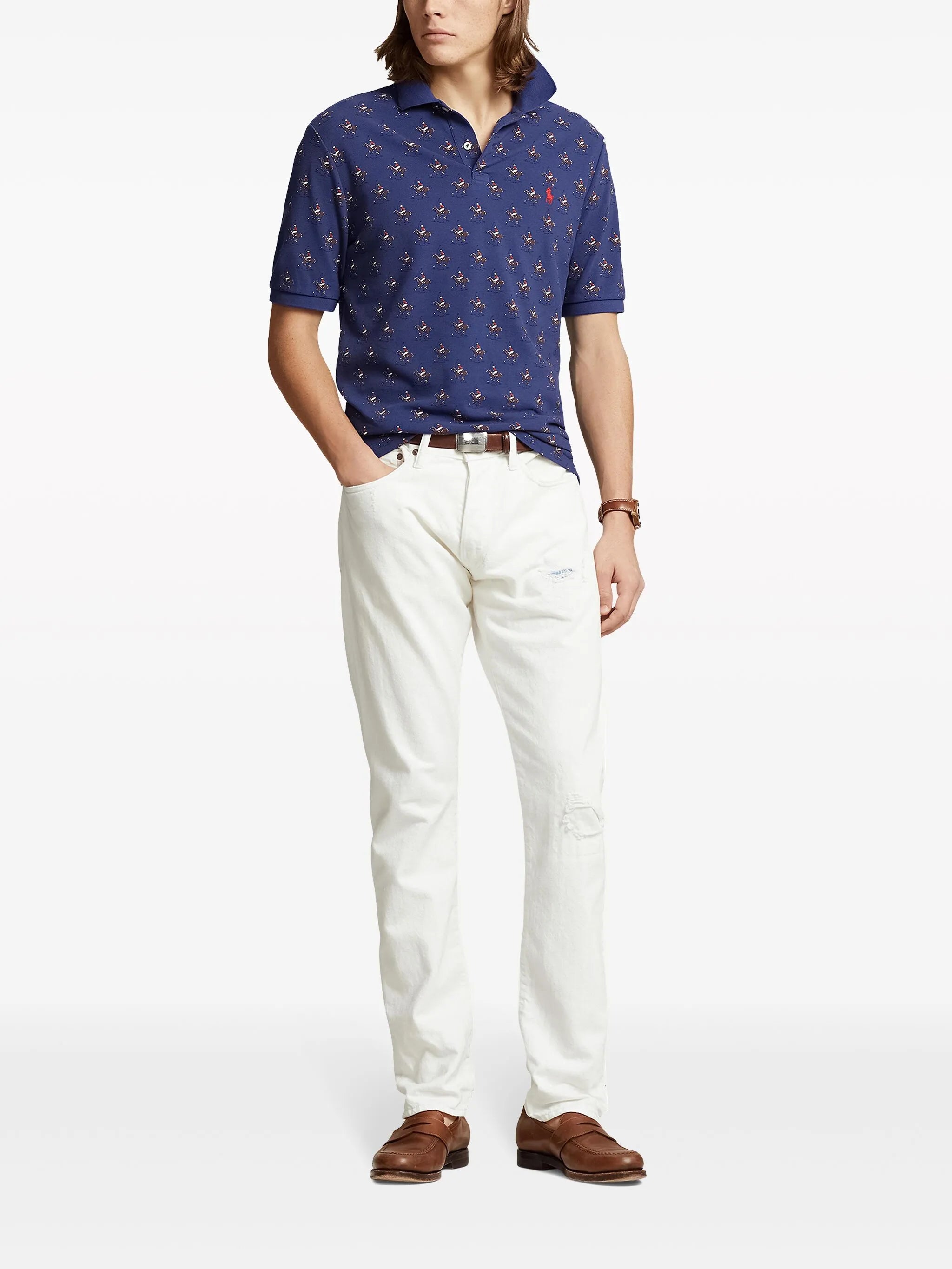 Polo Pony-print cotton polo shirt