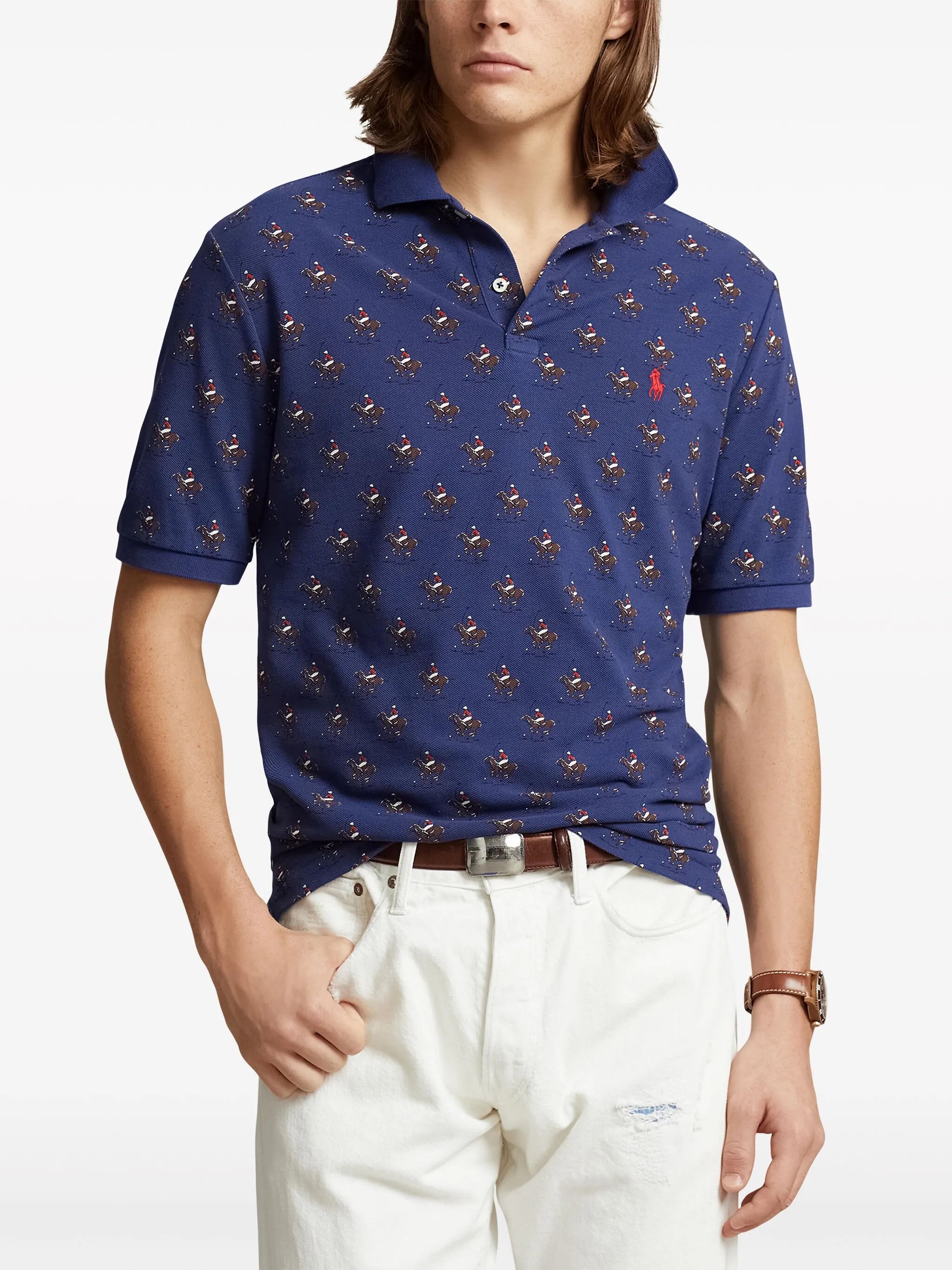 Polo Pony-print cotton polo shirt