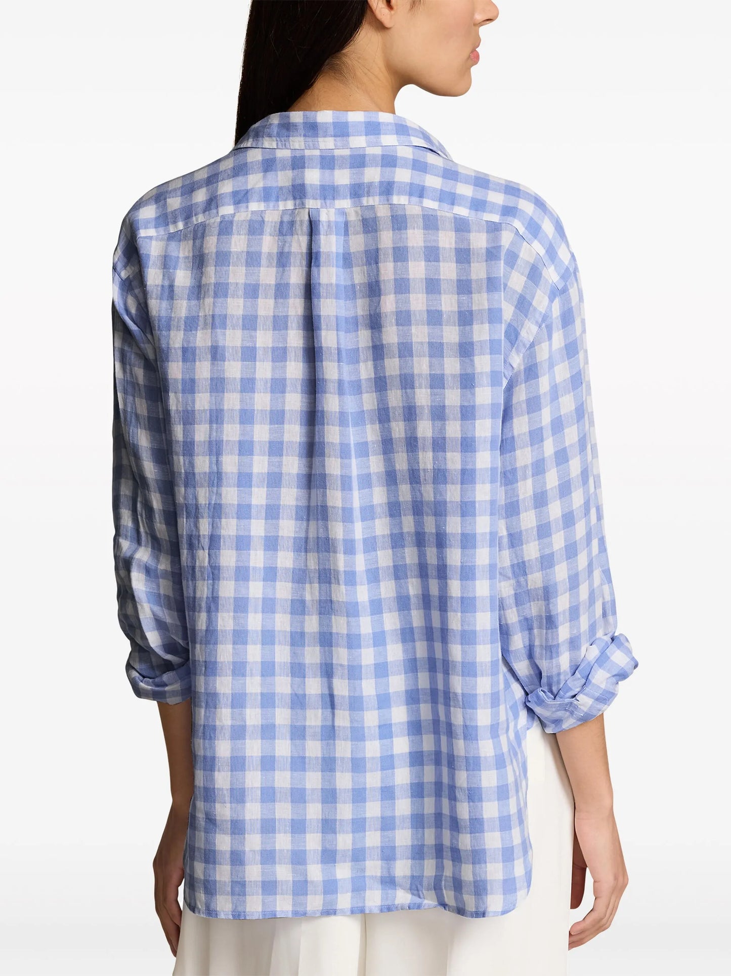 gingham-print linen shirt