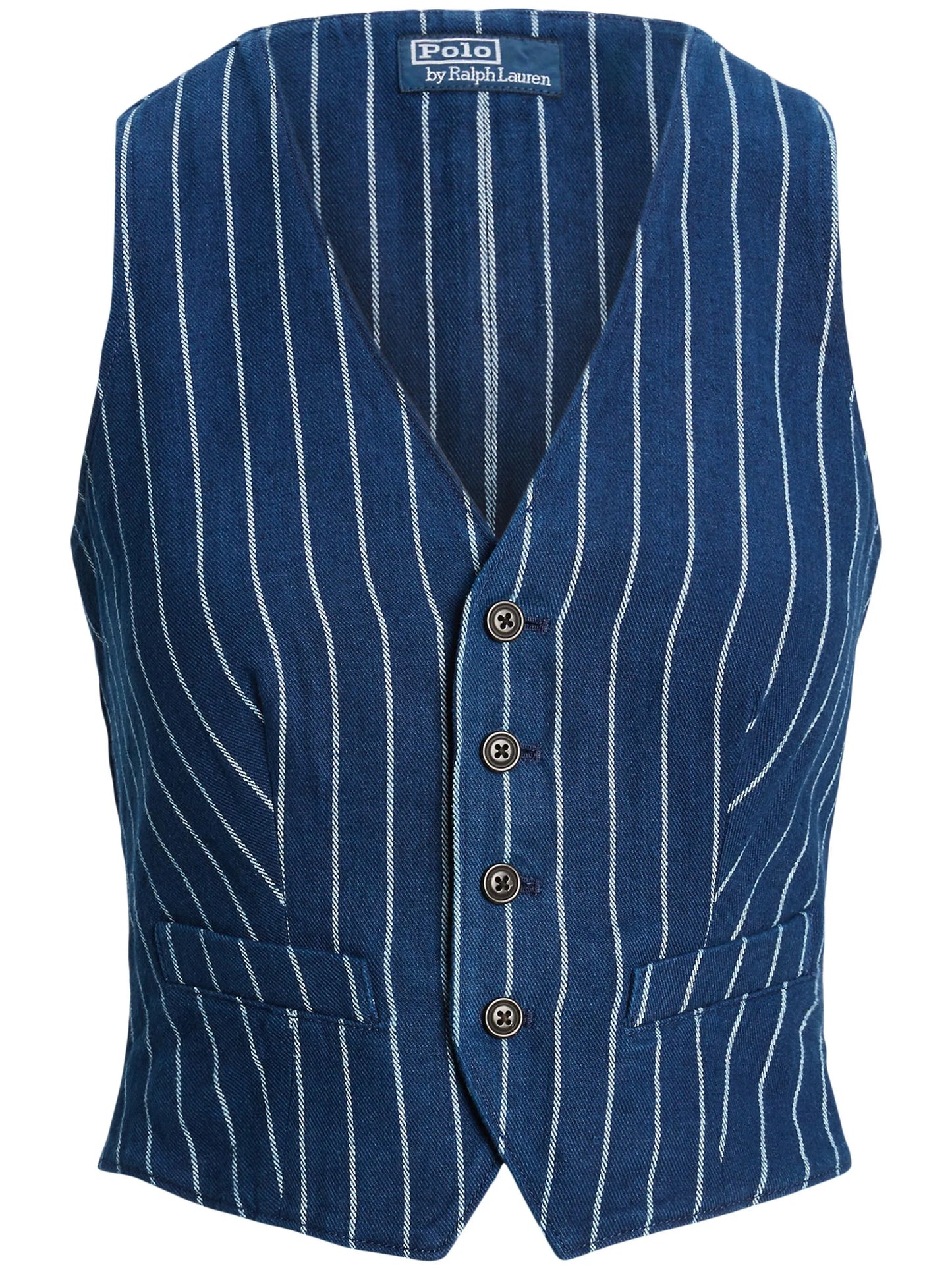 pinstripe denim waistcoat