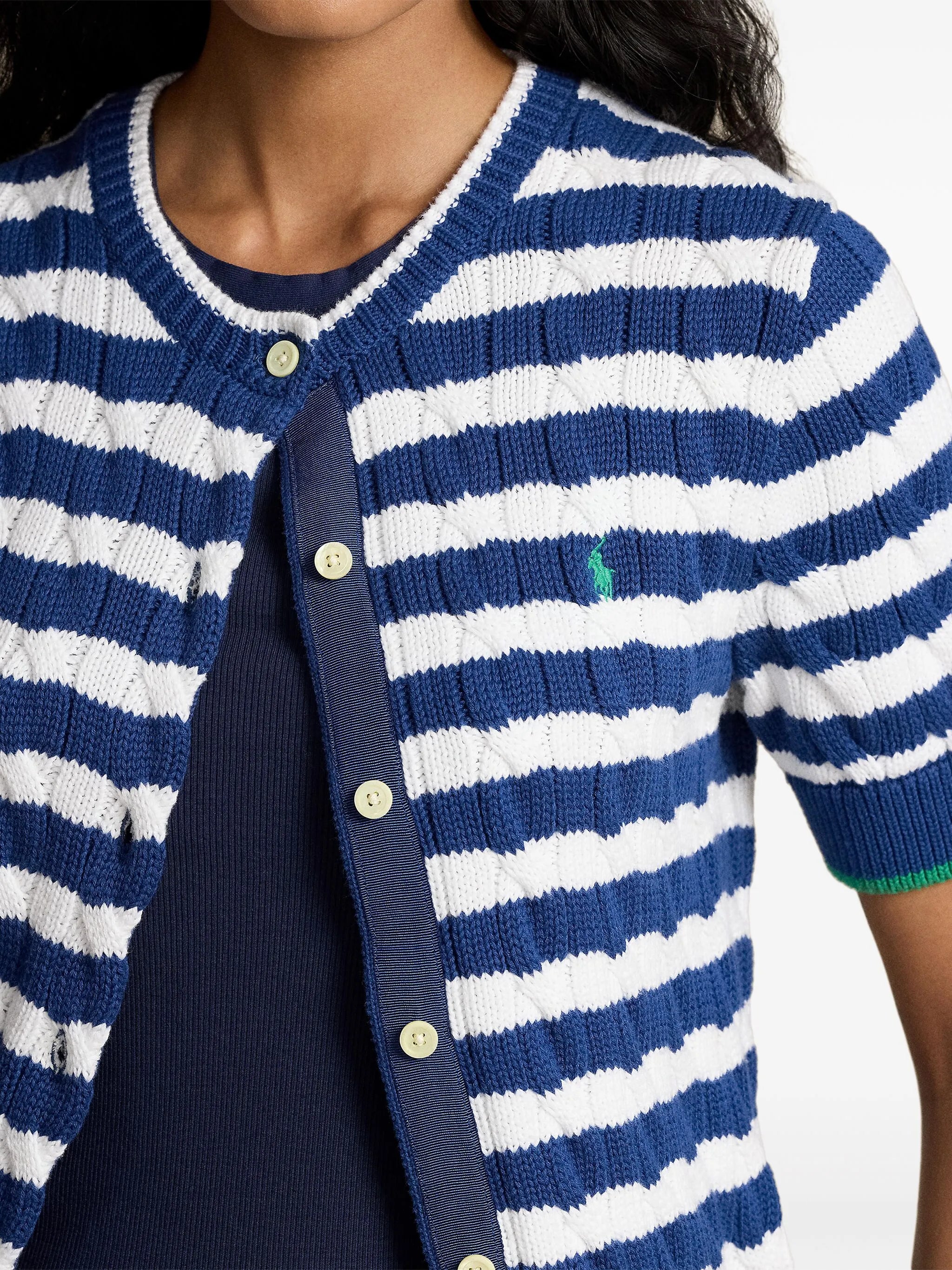 striped cable-knit cardigan