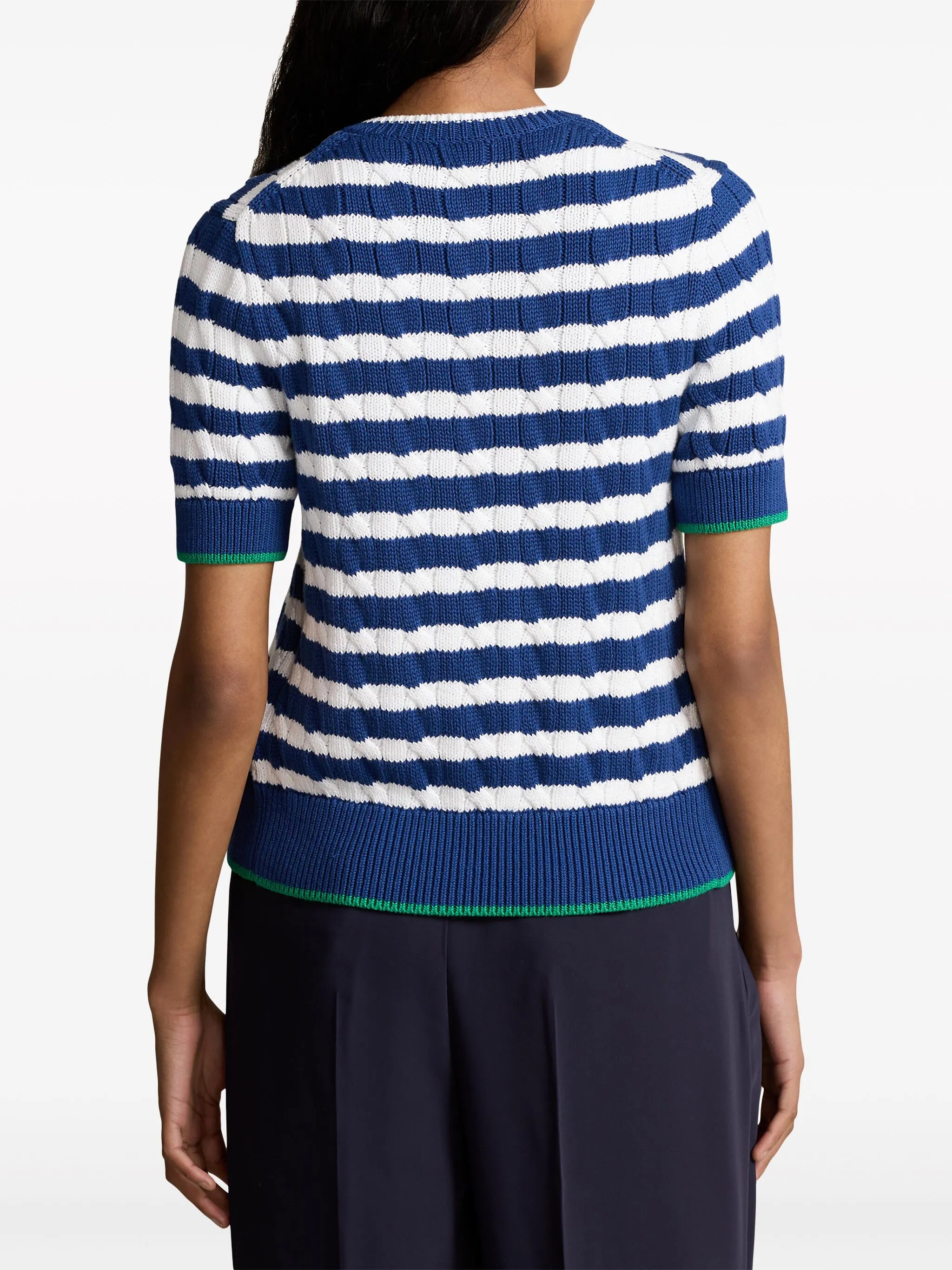 striped cable-knit cardigan