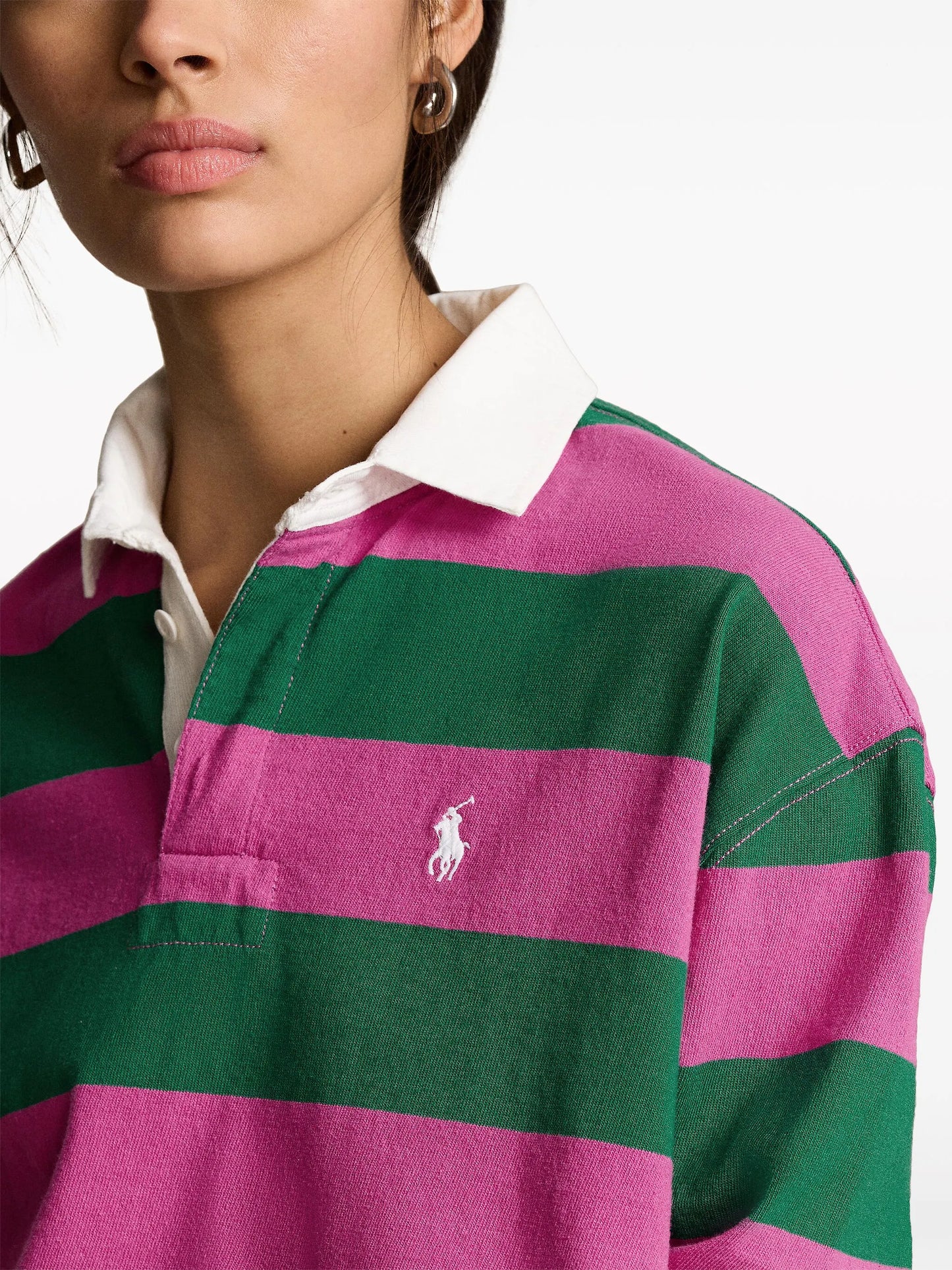 striped cotton polo top