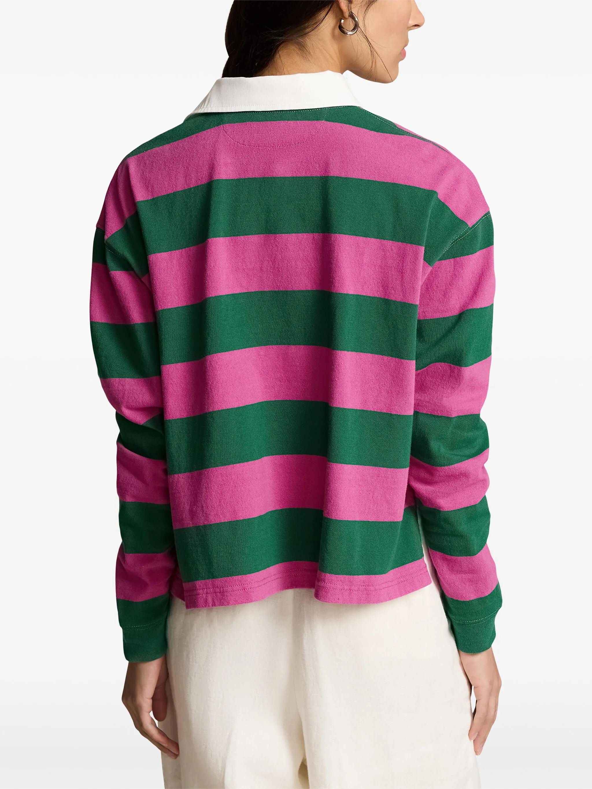 striped cotton polo top