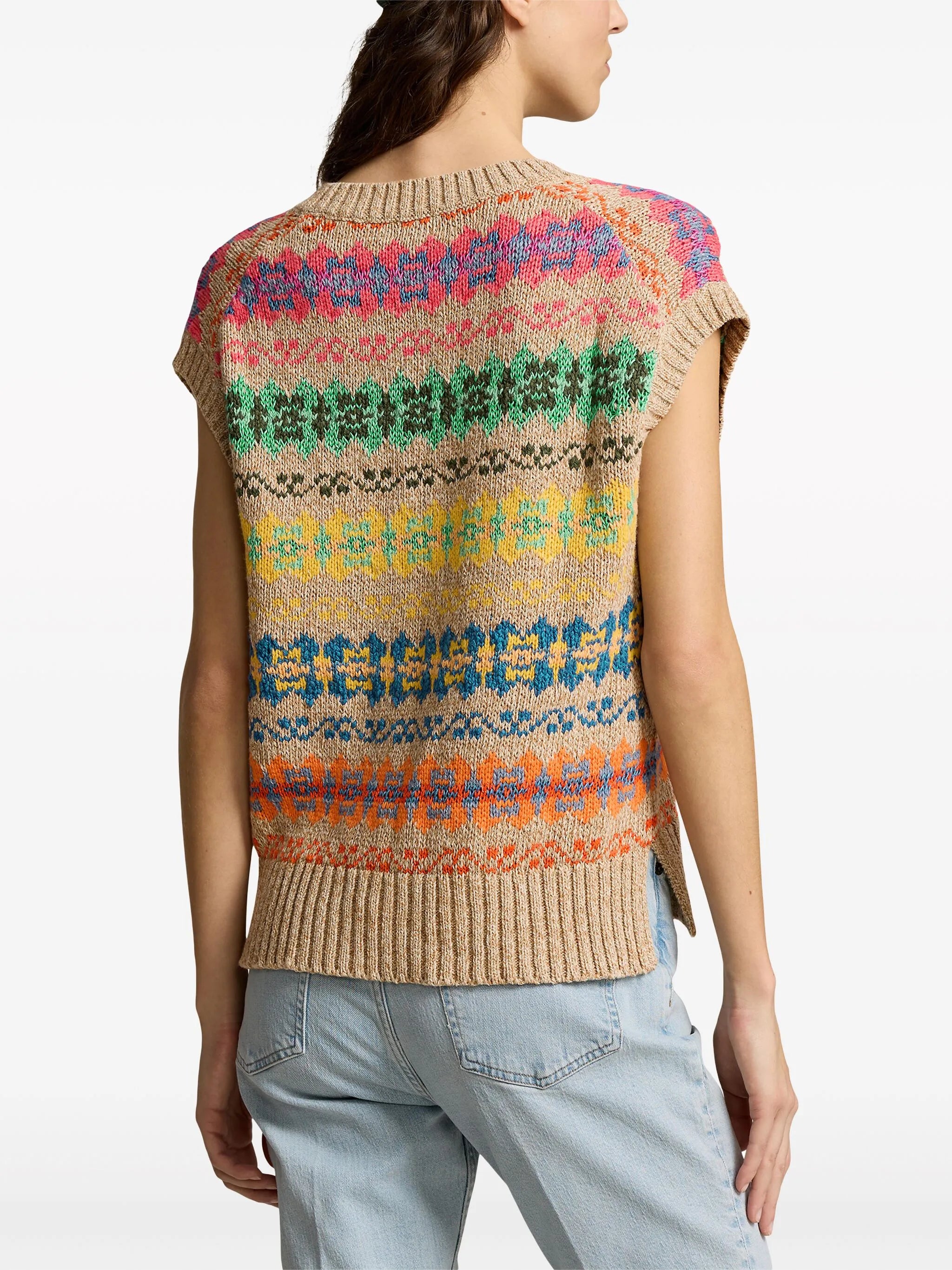 fair isle short-sleeved jumper