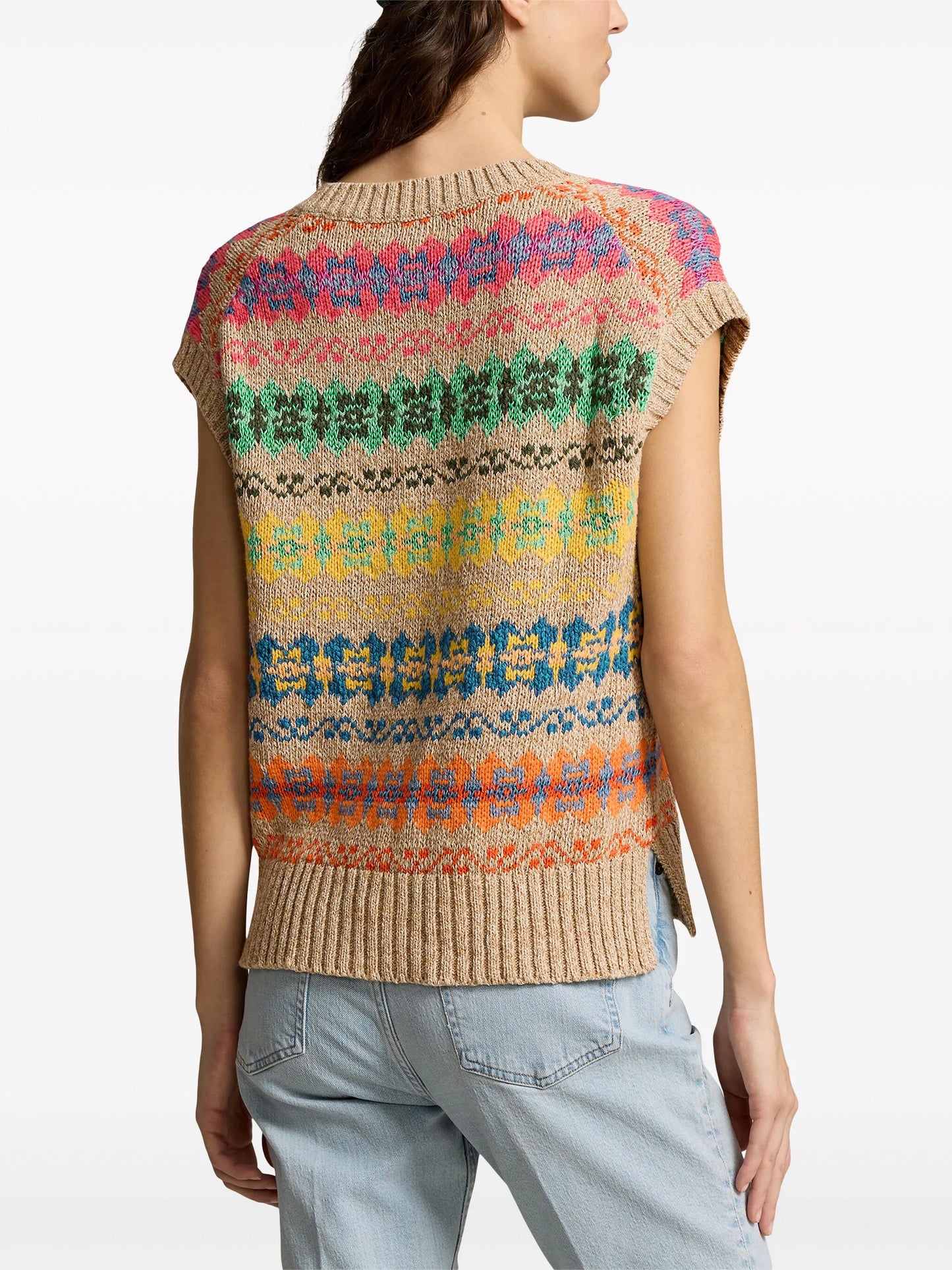 fair isle short-sleeved jumper